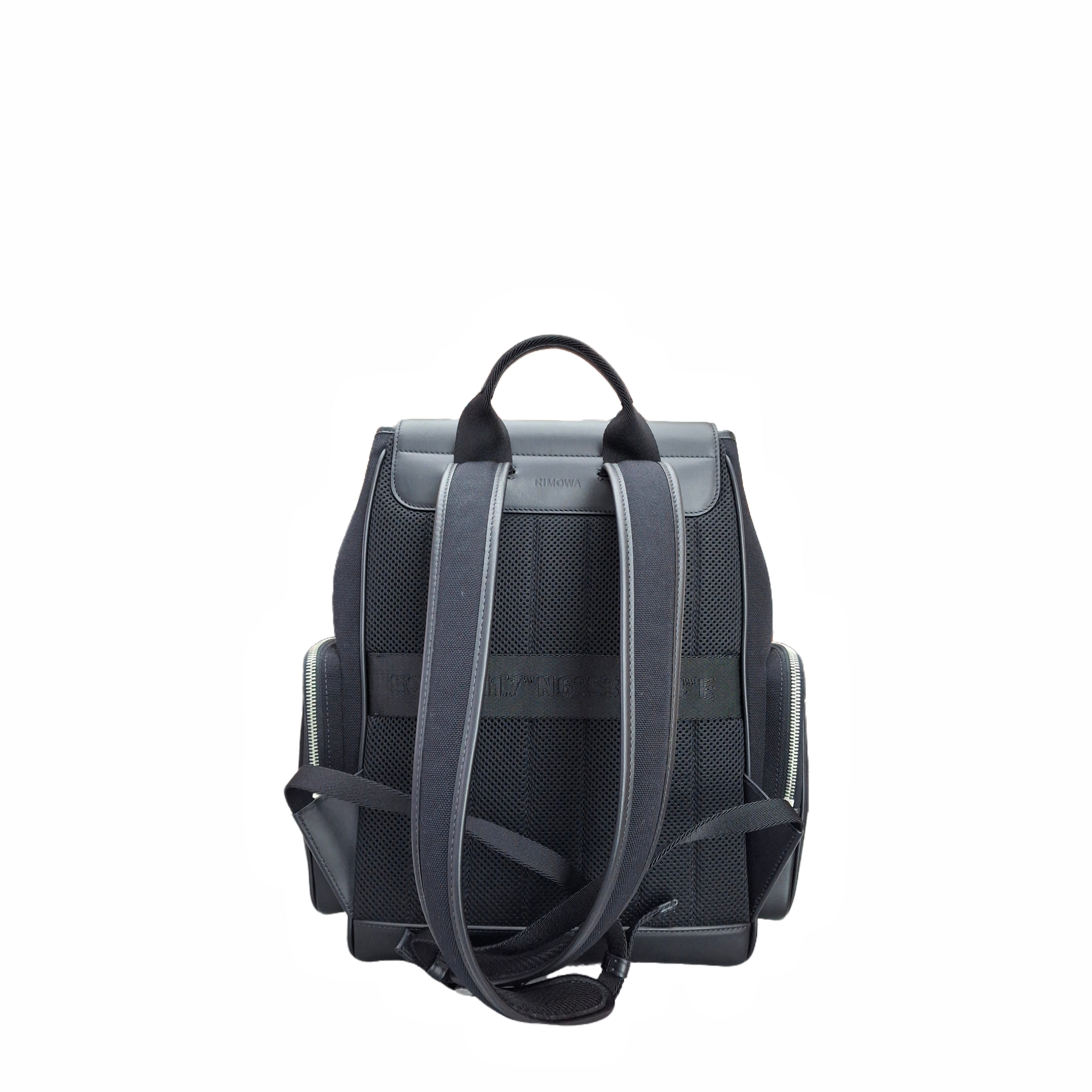 Rimowa small flap backpack canvas and full gain leather SHW (Black)