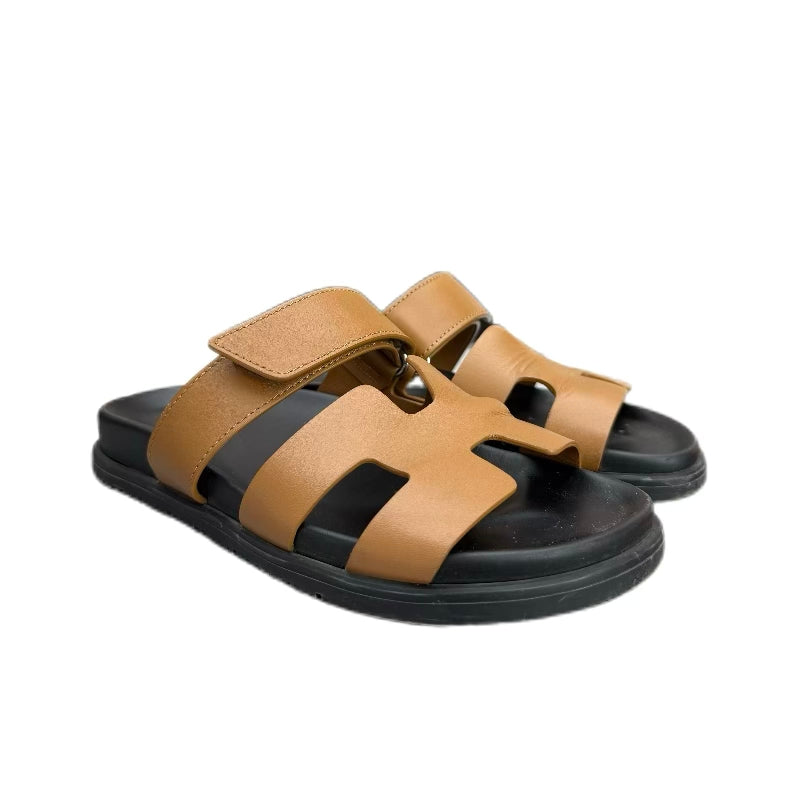 HERMÈS Chypre SANDAL calfskin and rubber (Naturel)