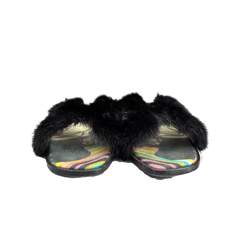 HERMÈS Mink Fur Sandals (Balck) 35