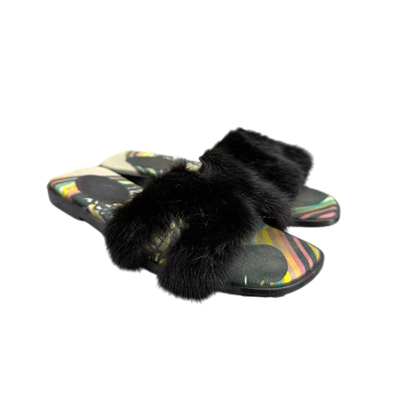 HERMÈS Mink Fur Sandals (Balck) 35