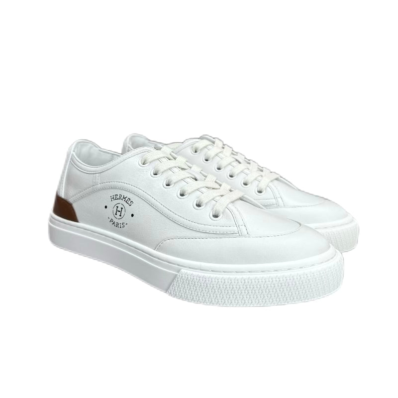 HERMÈS Get Sneaker Rubber and Lambskin (Blanc/White) 37