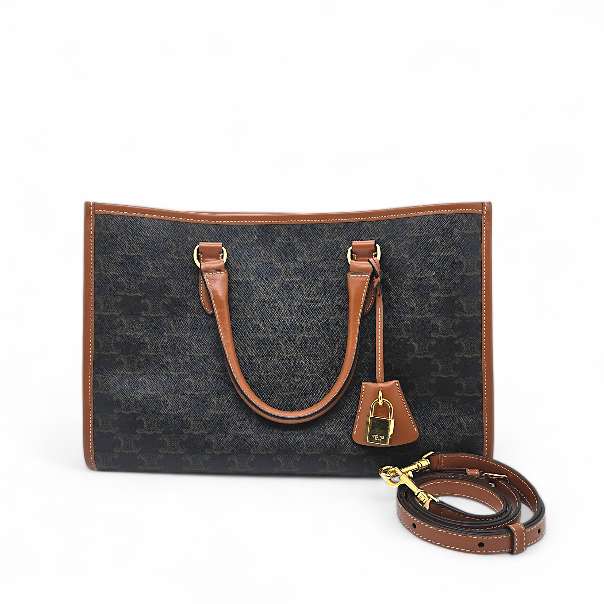 Celine mini horizontal cabas in Triomphe Canvas and calfskin