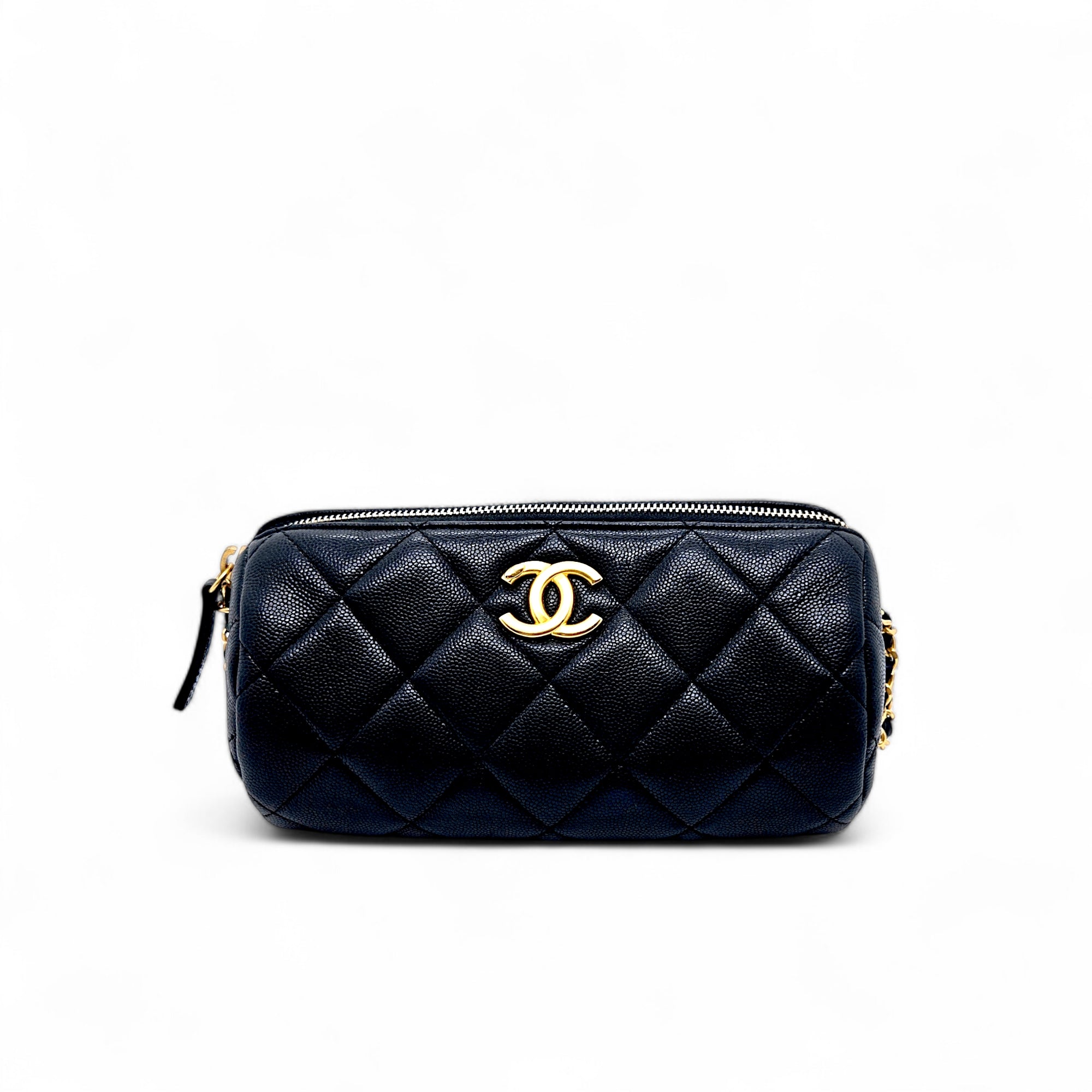 Chanel Golden Coin Boston Caviar Leather Black Shoulder Bag