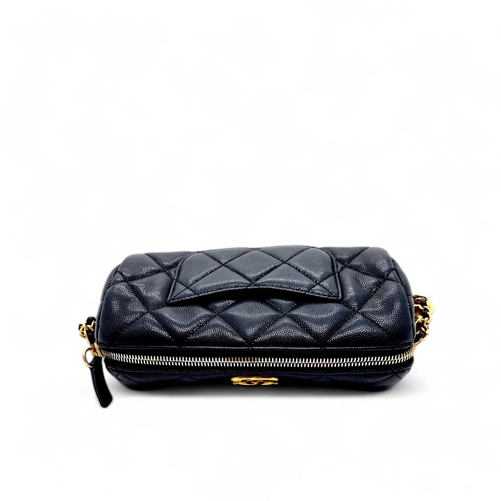 Chanel Golden Coin Boston Caviar Leather Black Shoulder Bag