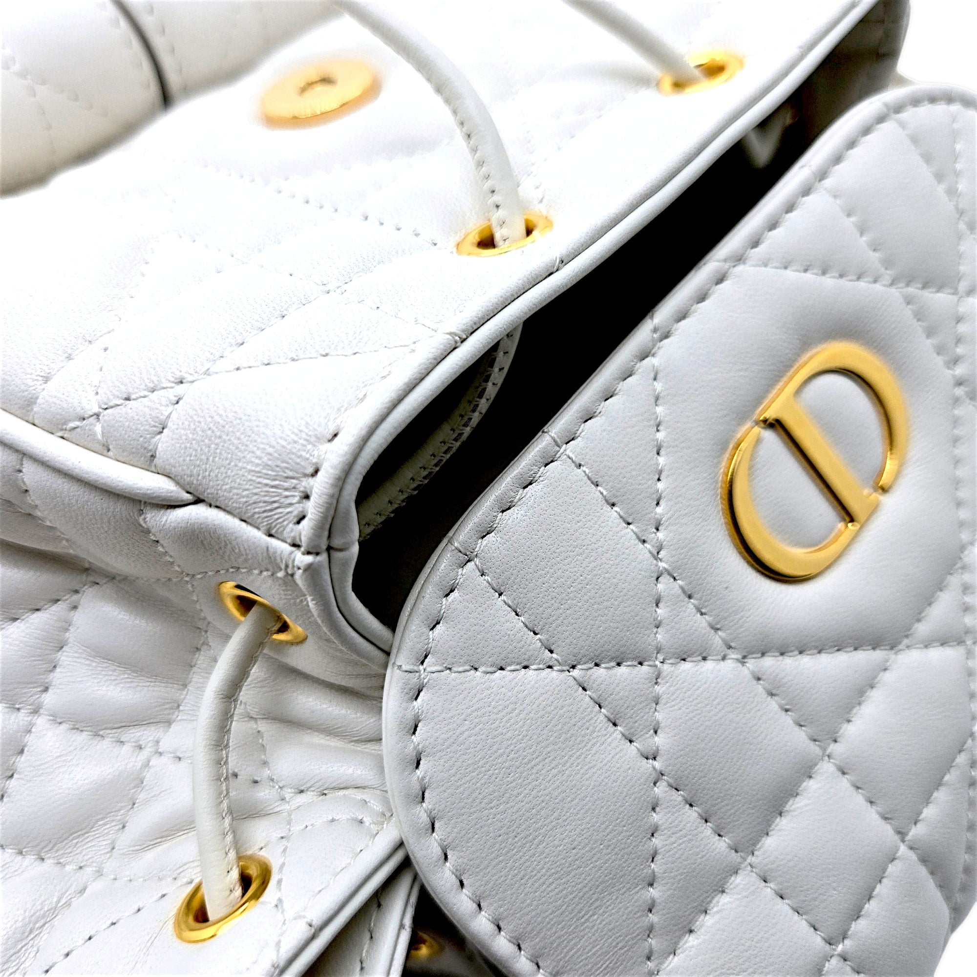 Dior Medium Dior Caro Backpack White