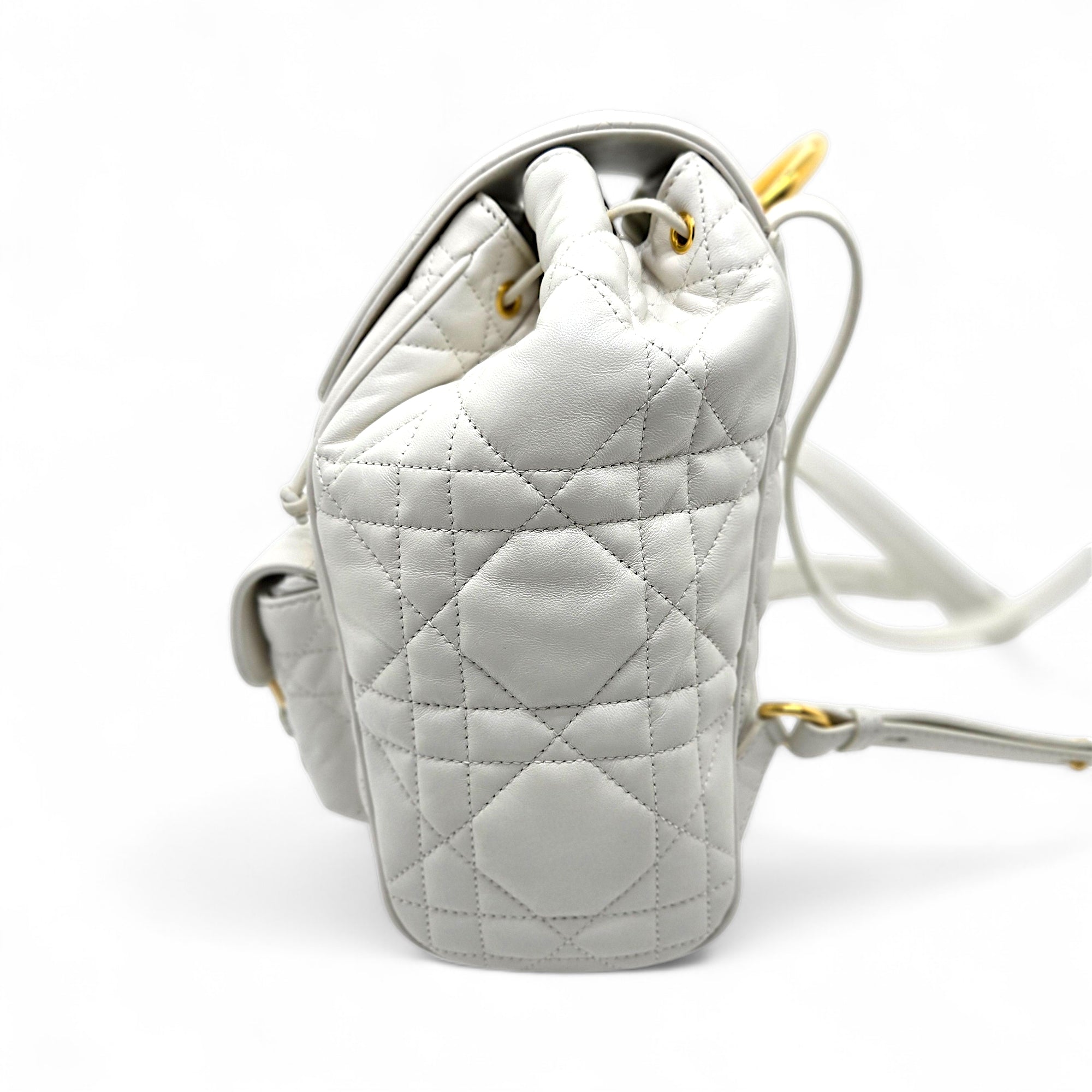 Dior Medium Dior Caro Backpack White