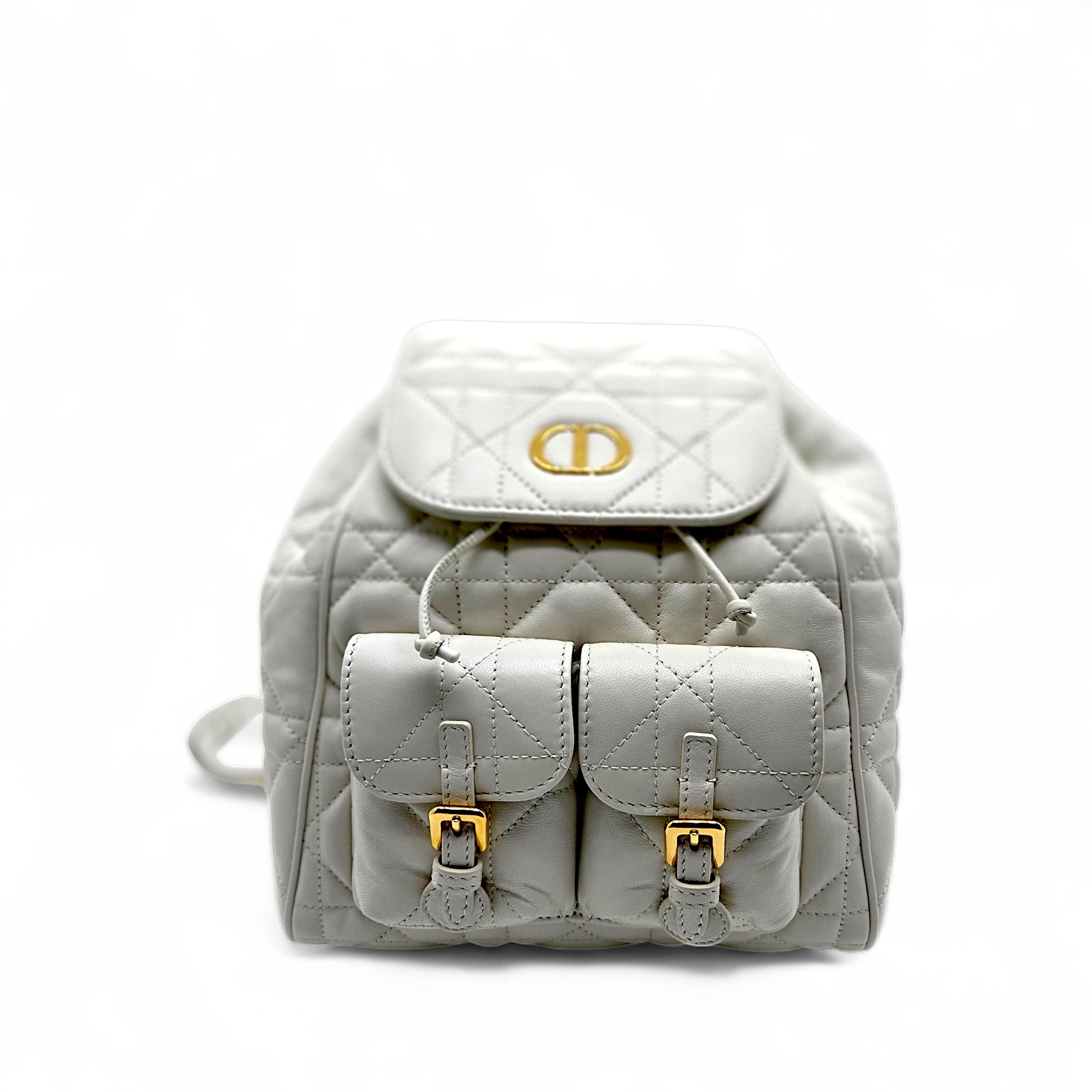 Dior Medium Dior Caro Backpack White