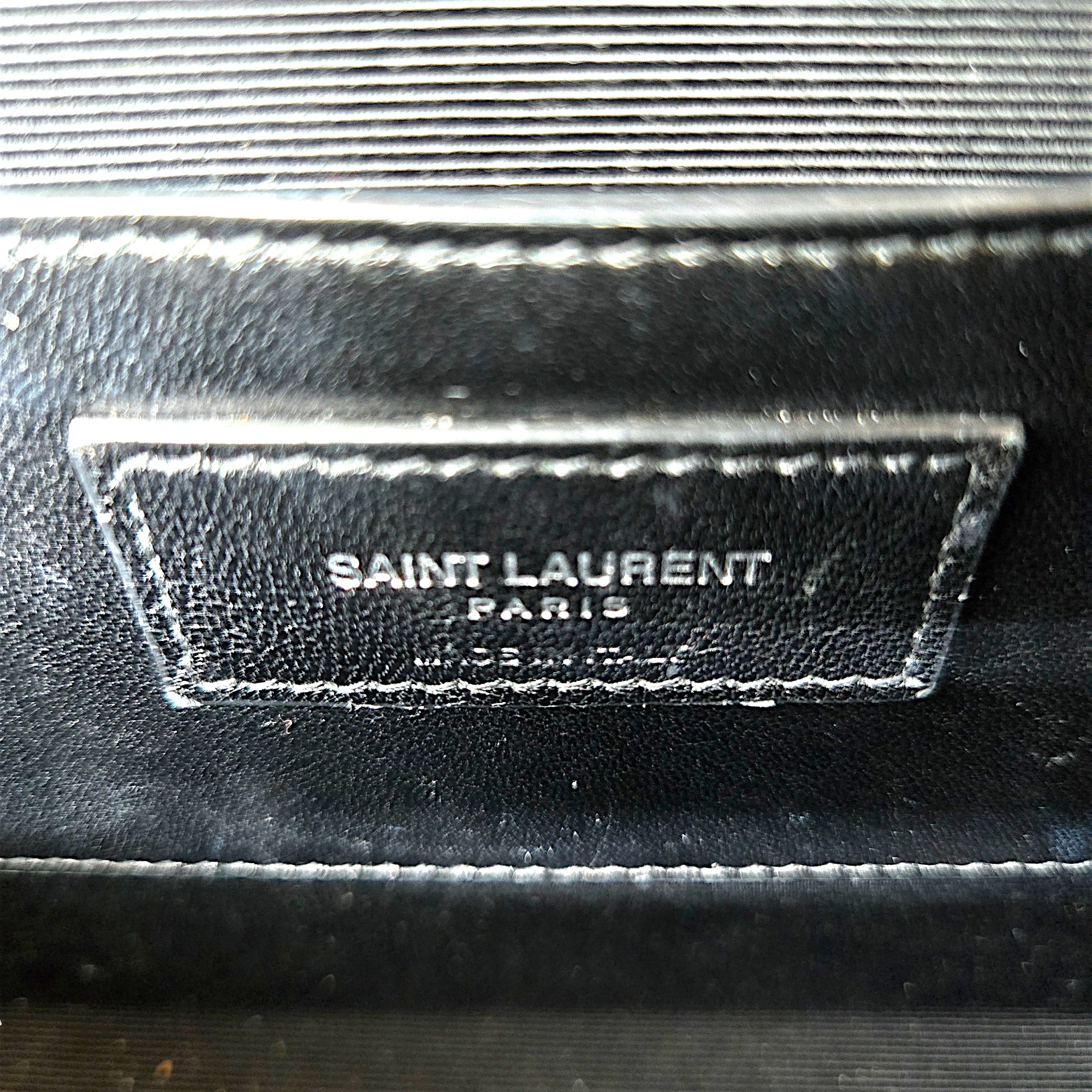 Saint Laurent Kate Tassel Medium Croc Embossed Black Chain Bag