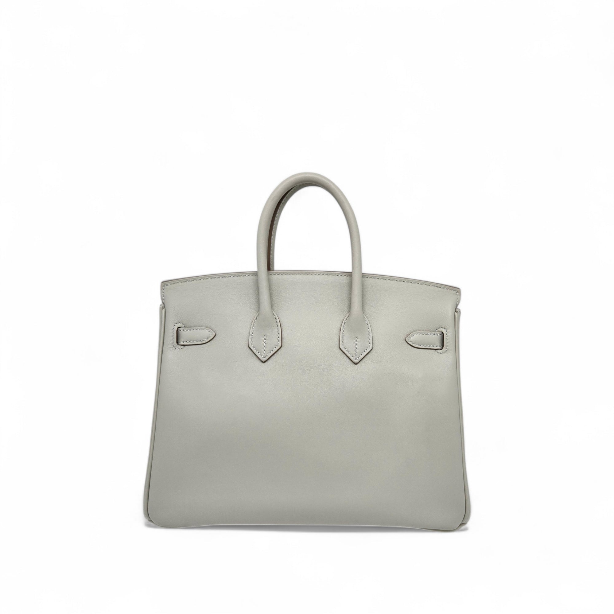 HERMÈS Birkin 25 handbag in Gris Pale Swift leather with Gold hardware