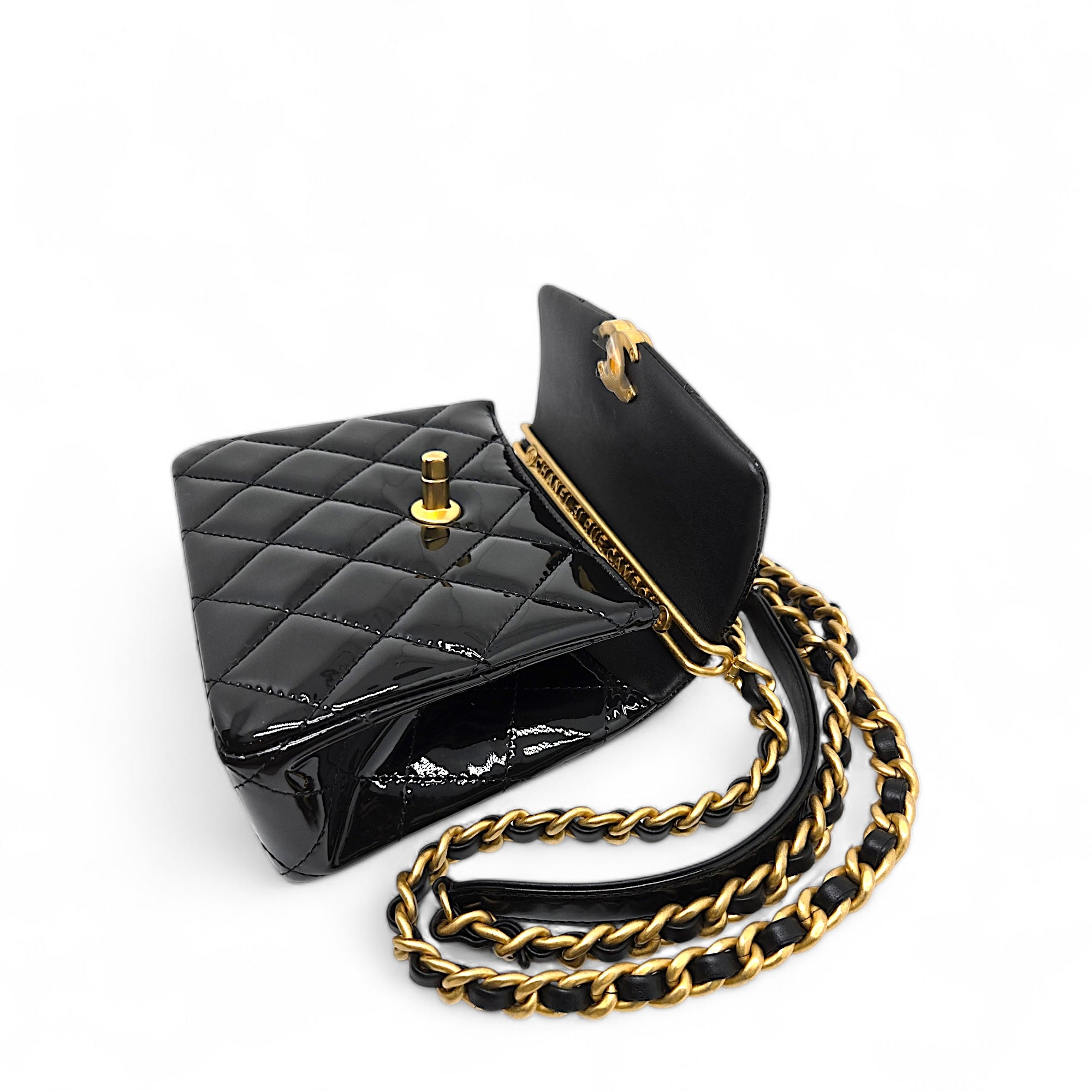 CHANEL CC MINI FLAP BAG WITH TOP HANDLE