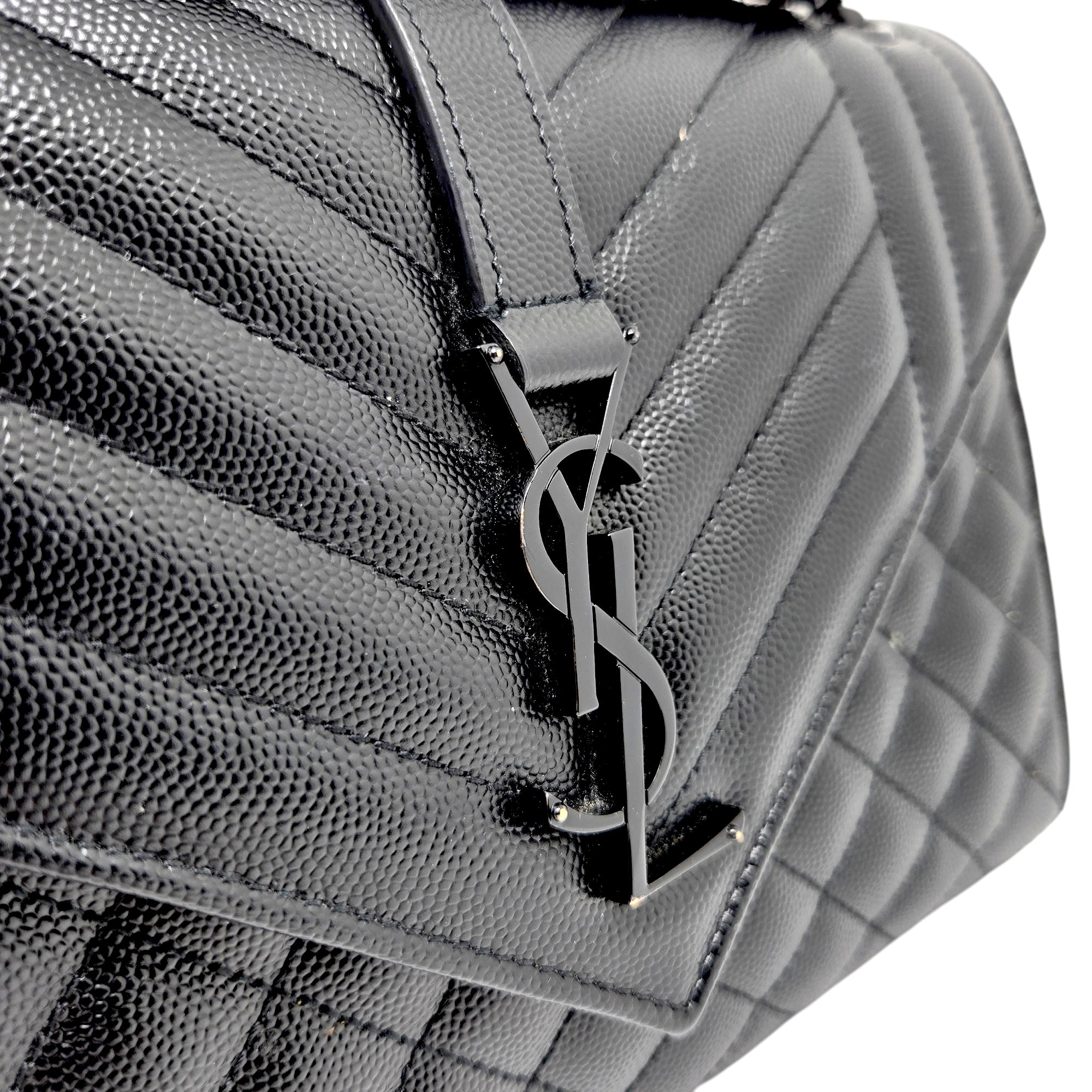 YSL Saint Laurent ENVELOPE MEDIUM IN QUILTED GRAIN DE POUDRE EMBOSSED LEATHER