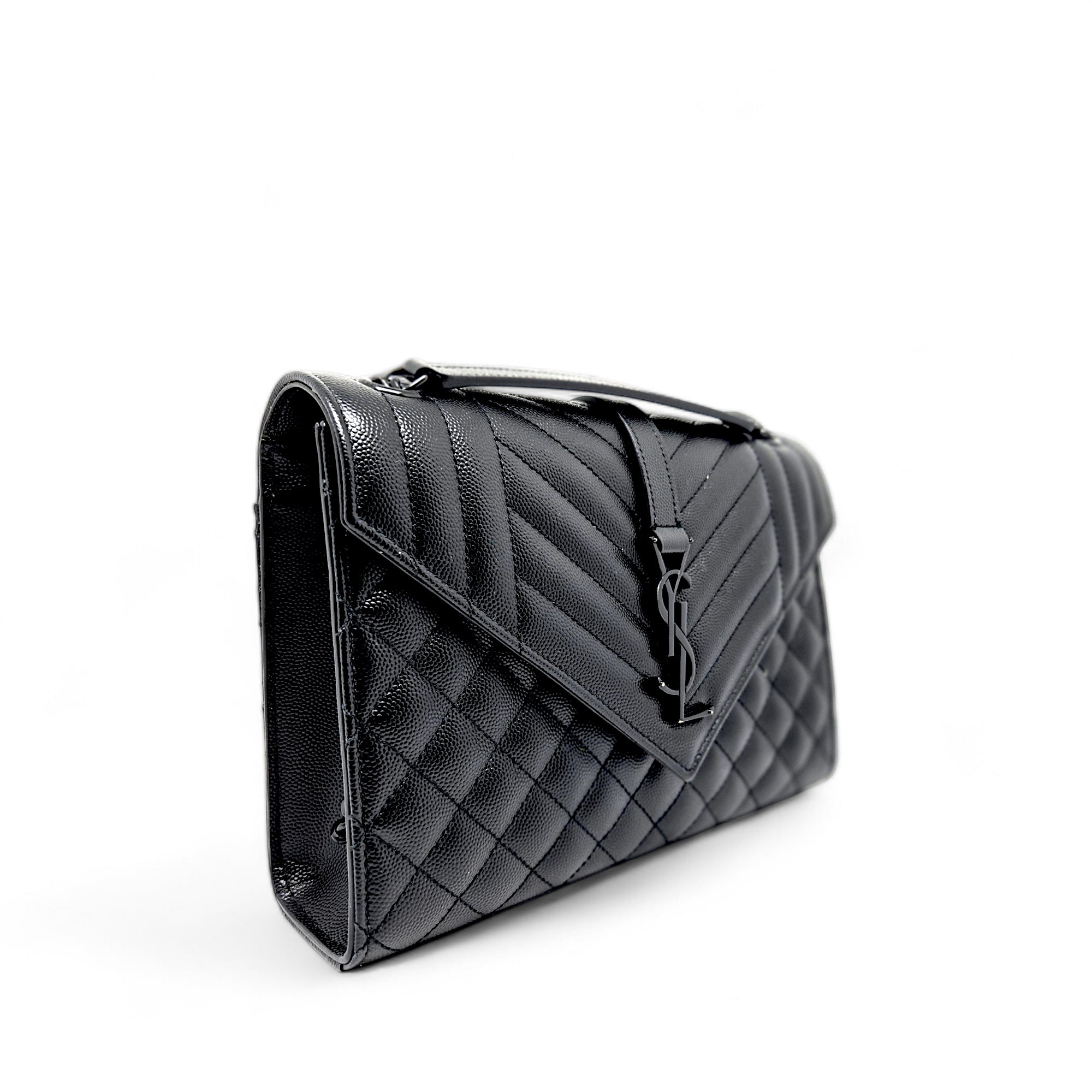 YSL Saint Laurent ENVELOPE MEDIUM IN QUILTED GRAIN DE POUDRE EMBOSSED LEATHER