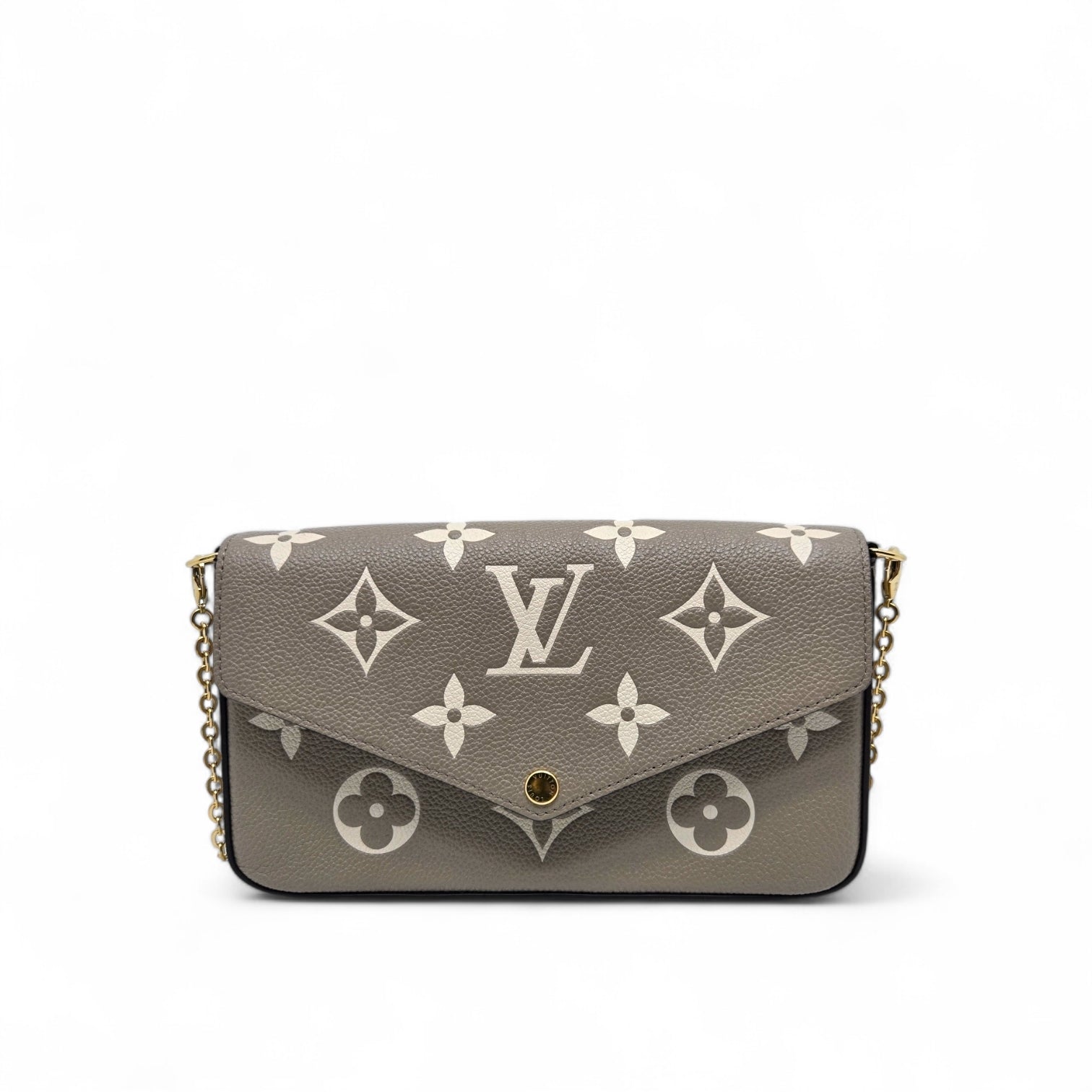 LV LOUIS VUITTON Empreinte Monogram Giant Felicie Pochette Tourterelle Creme