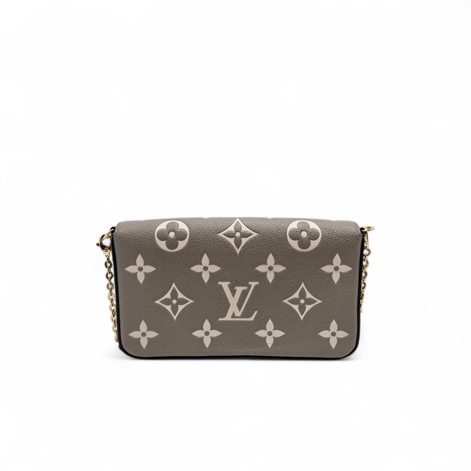 LV LOUIS VUITTON Empreinte Monogram Giant Felicie Pochette Tourterelle Creme