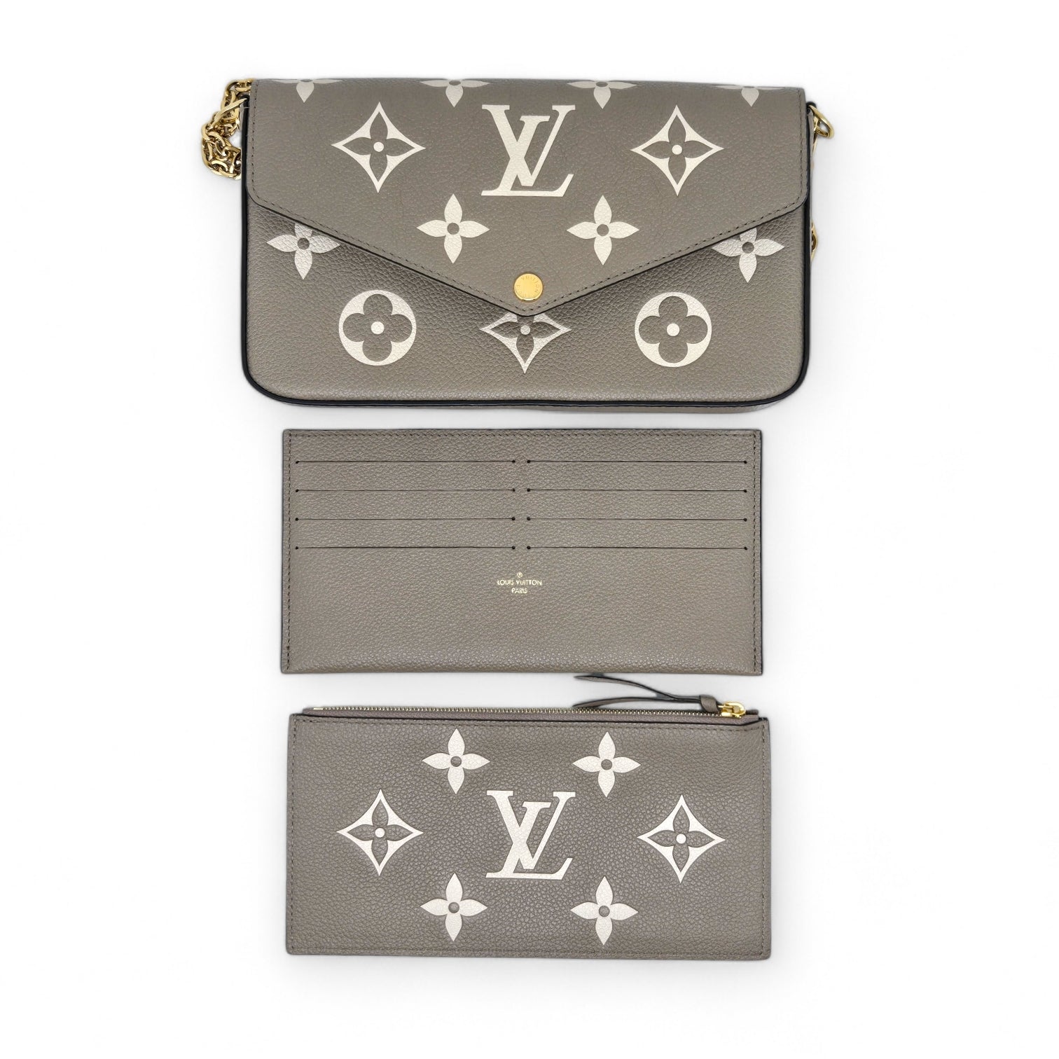 LV LOUIS VUITTON Empreinte Monogram Giant Felicie Pochette Tourterelle Creme