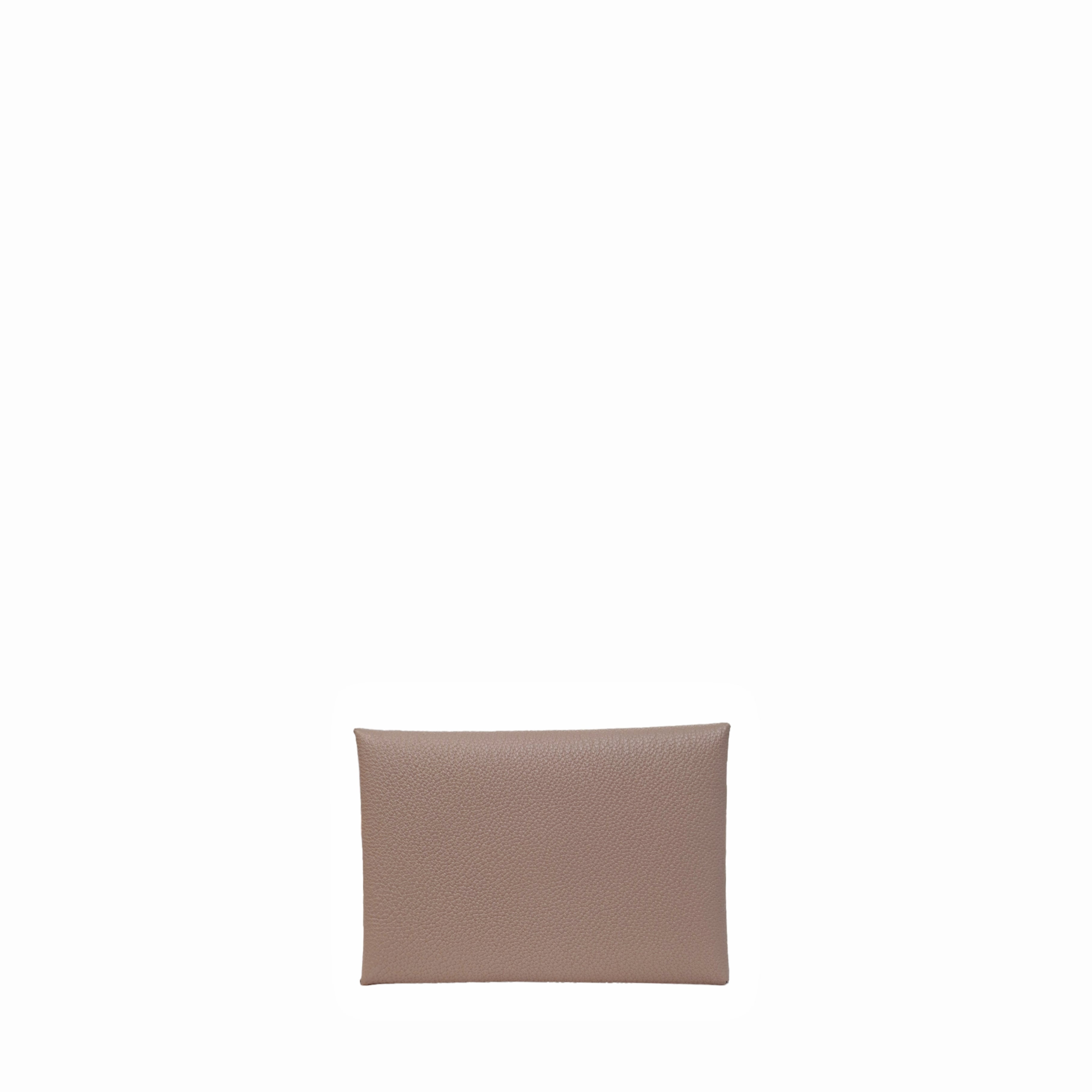 HERMÈS Calvi card holder Étoupe (Beige Gray)