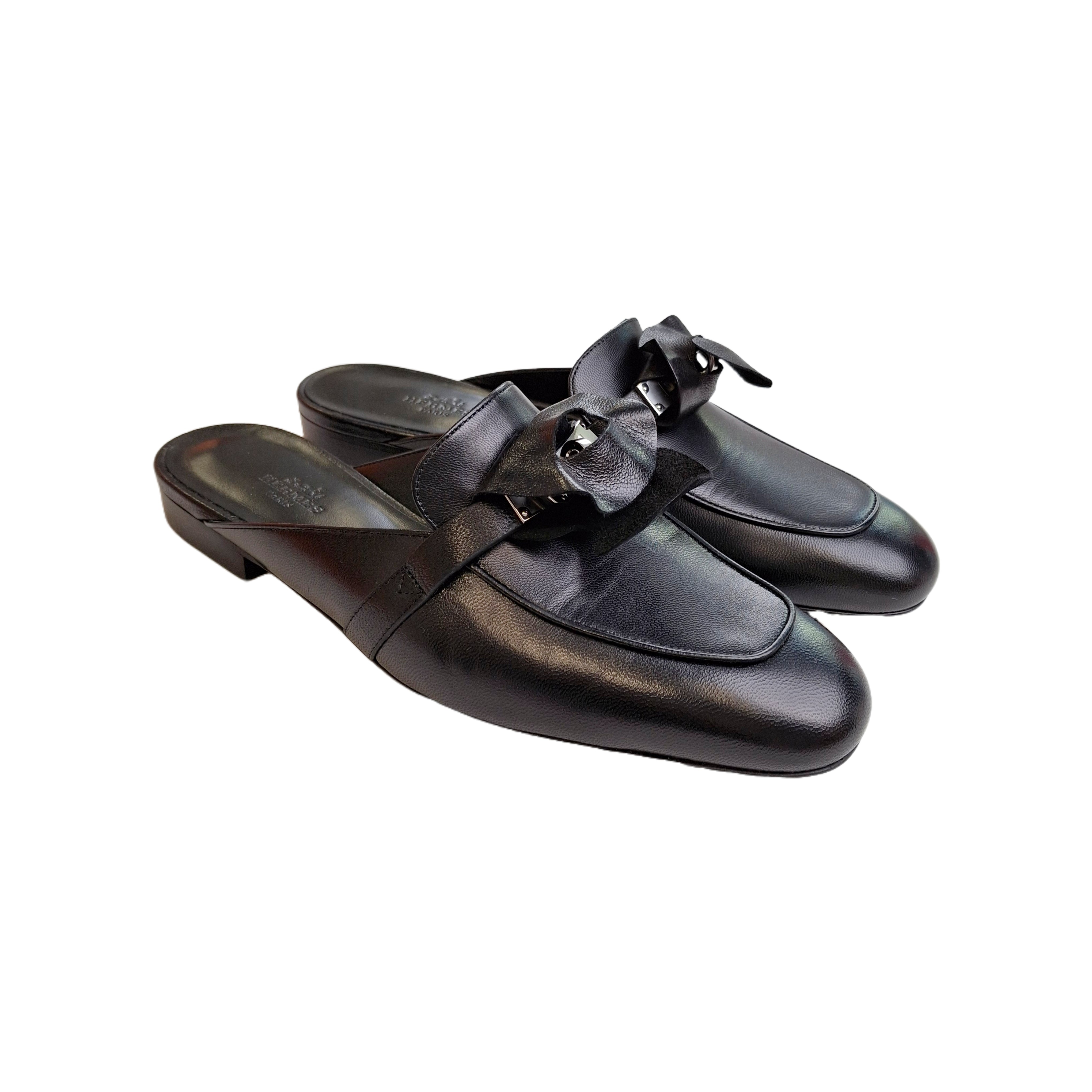 HERMÈS MULES FEMME OZ Black 38