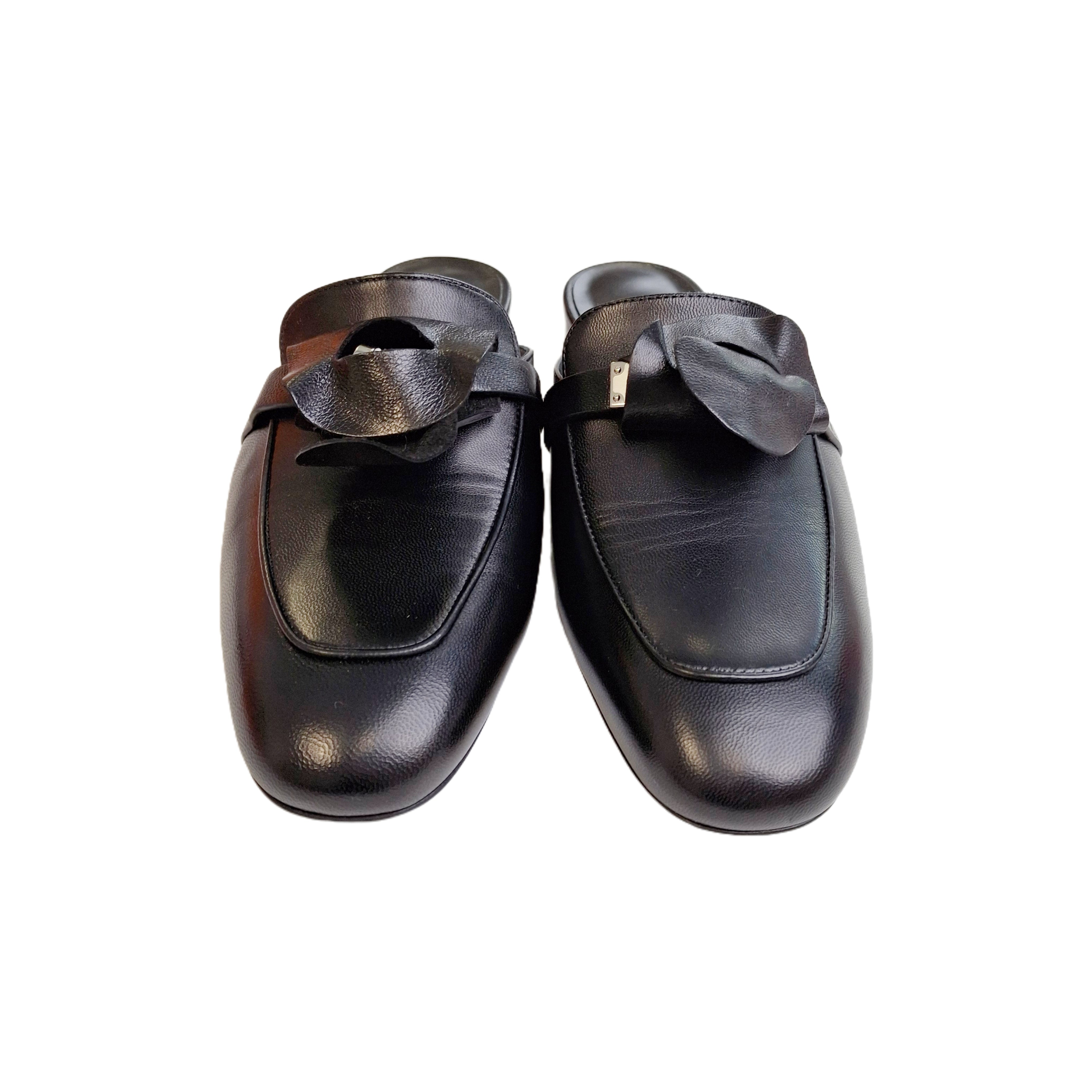 HERMÈS MULES FEMME OZ Black 38