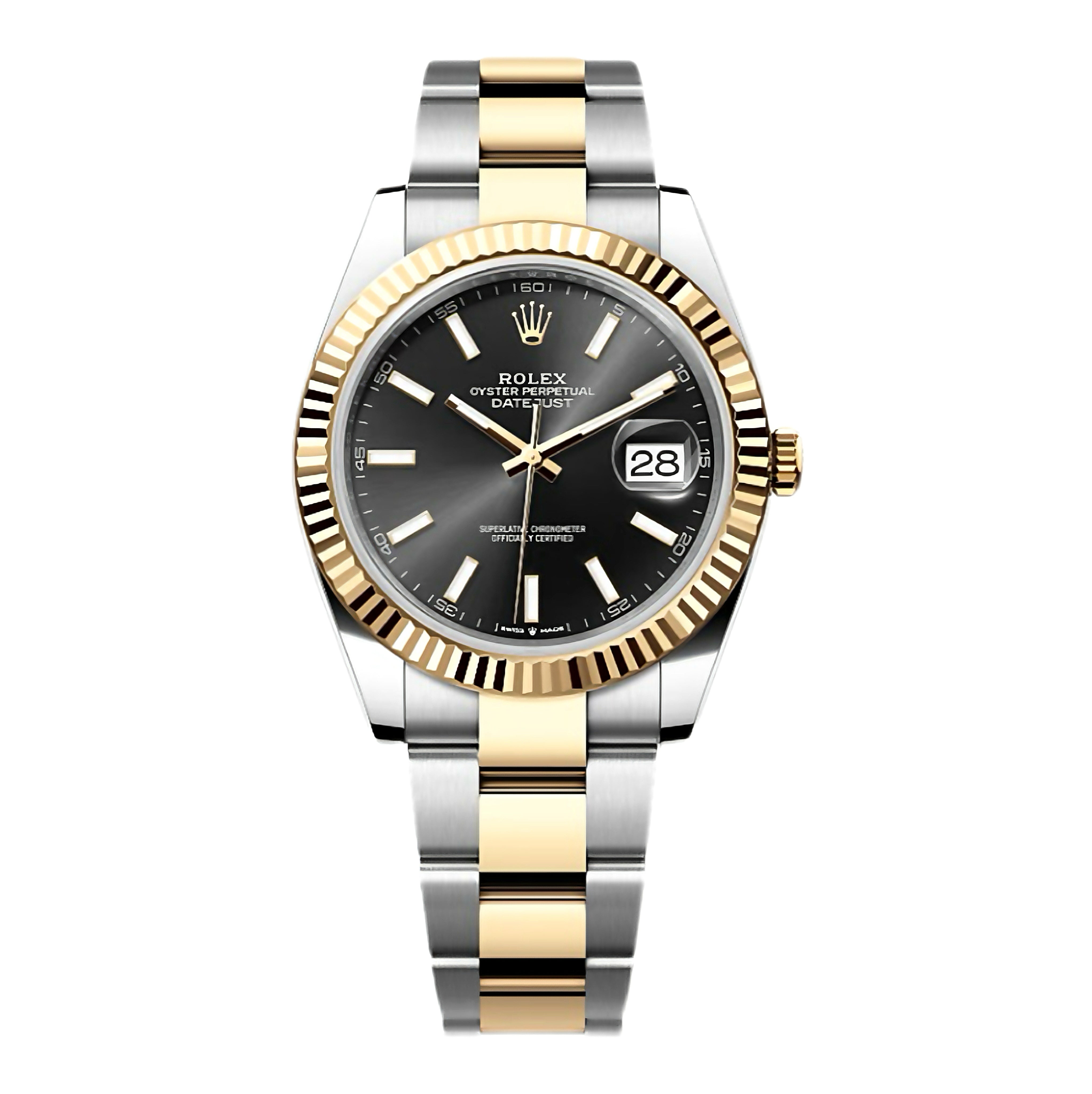 ROLEX 126333 DATEJUST 41 WITH OYSTERSTEEL AND YELLOW GOLD, BRIGHT BLACK DIAL, OYSTER BRACELET