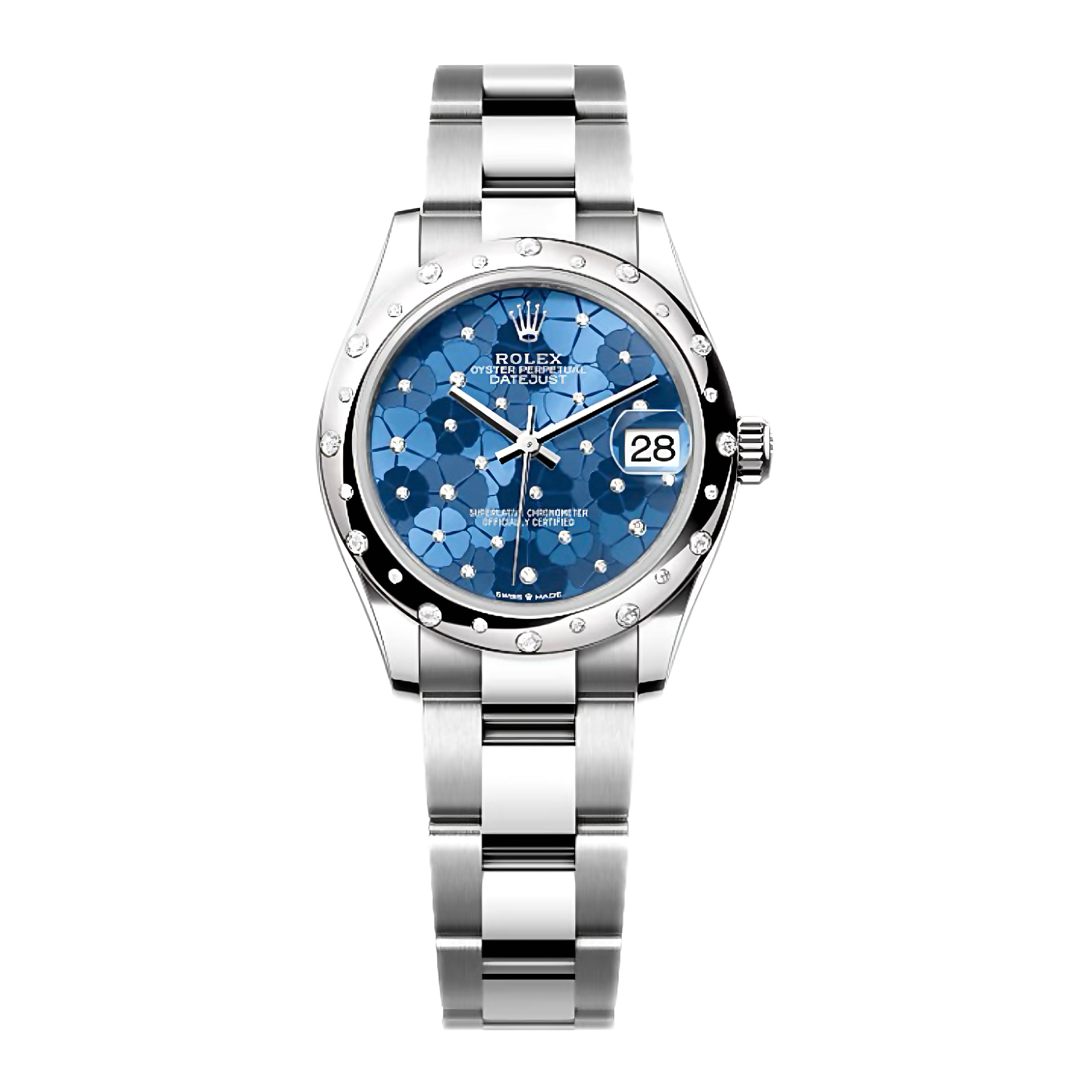 Rolex 278344RBR Datejust 31 with Oystersteel and White Gold, Azzurro blue  floral Dial, Oyster Bracelet