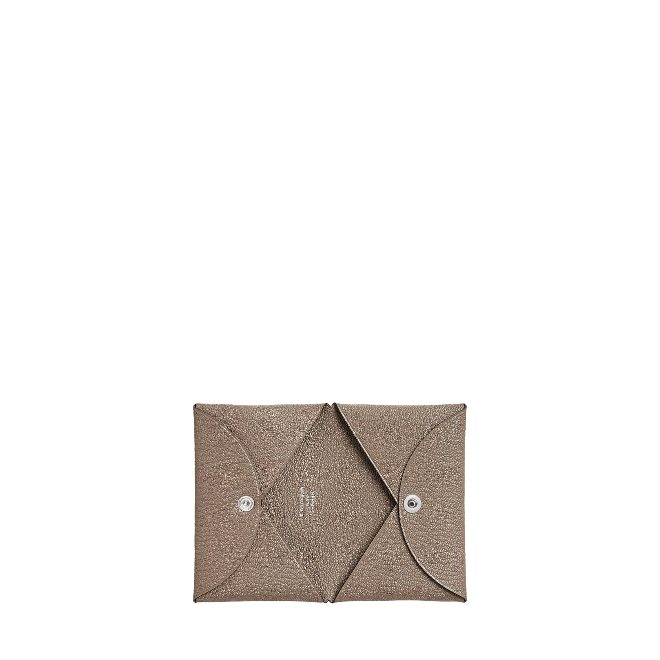 HERMÈS Calvi card holder Étoupe (Beige Gray)