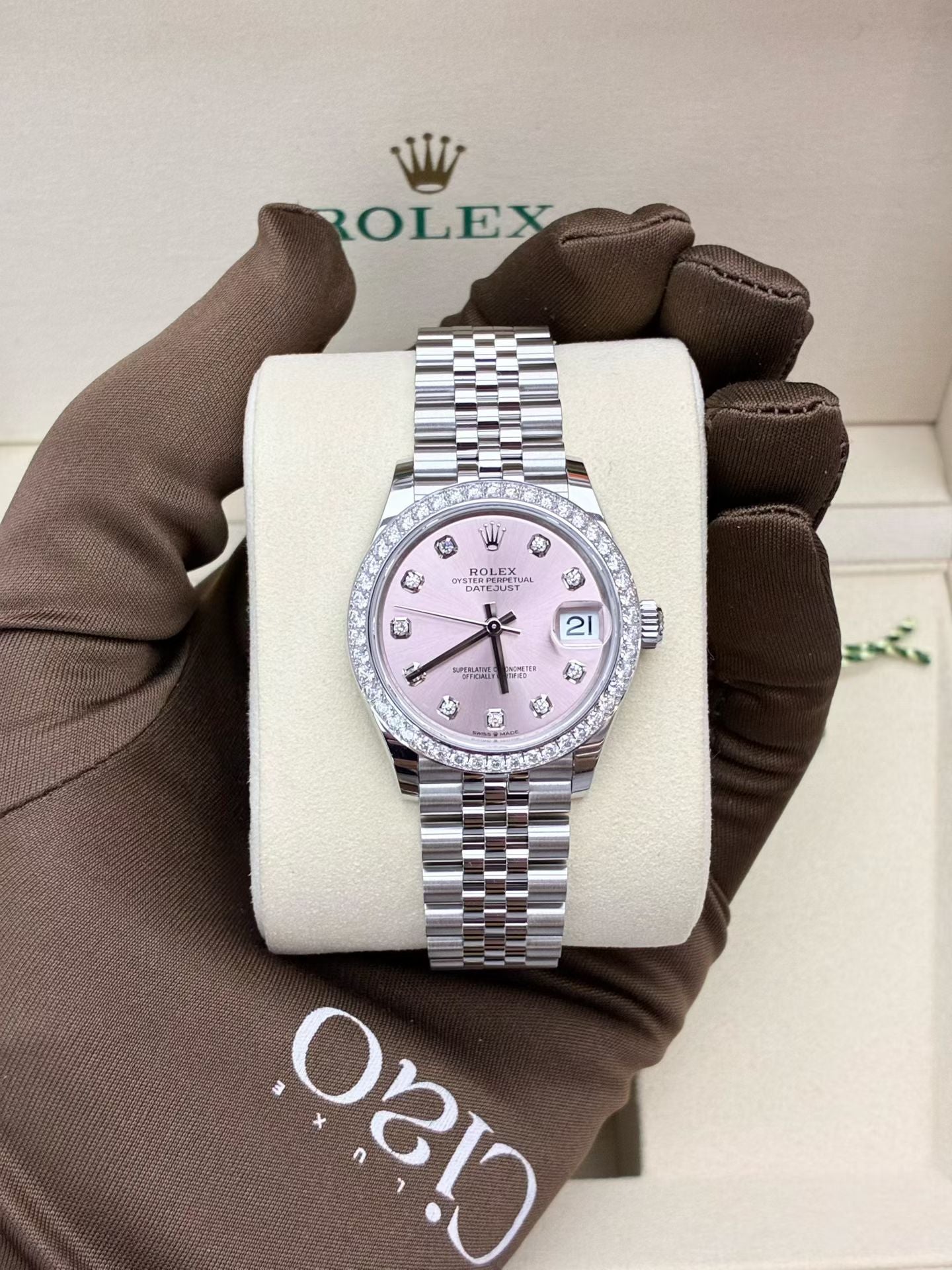 Datejust 31  Oyster, 31 mm, Oystersteel, white gold and diamonds