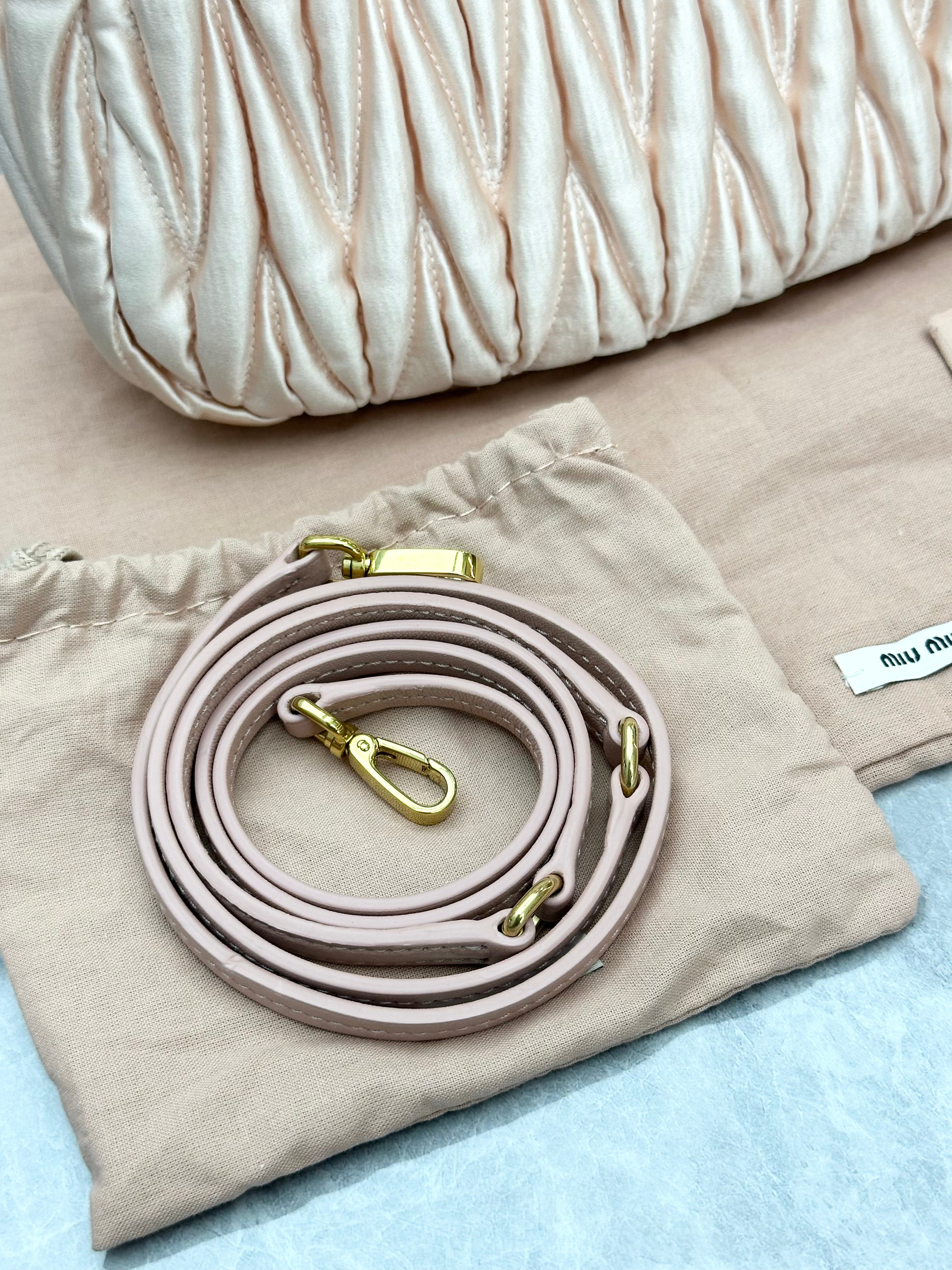 Miu Miu Wander matelassé satin mini-bag in alabaster pink