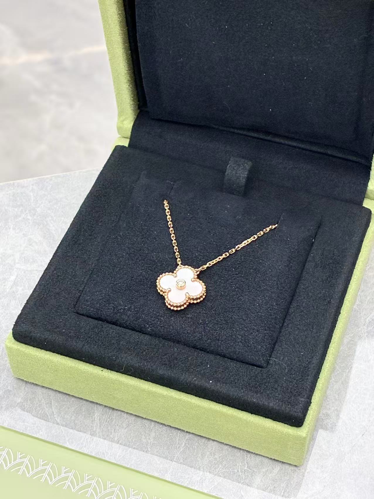 Van Cleef & Arpels 2025 Holiday Limited Edition Alhambra pendant necklace in pink mother-of-pearl