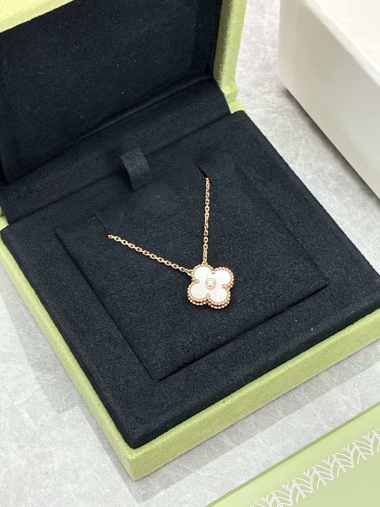 Van Cleef & Arpels 2025 Holiday Limited Edition Alhambra pendant necklace in pink mother-of-pearl