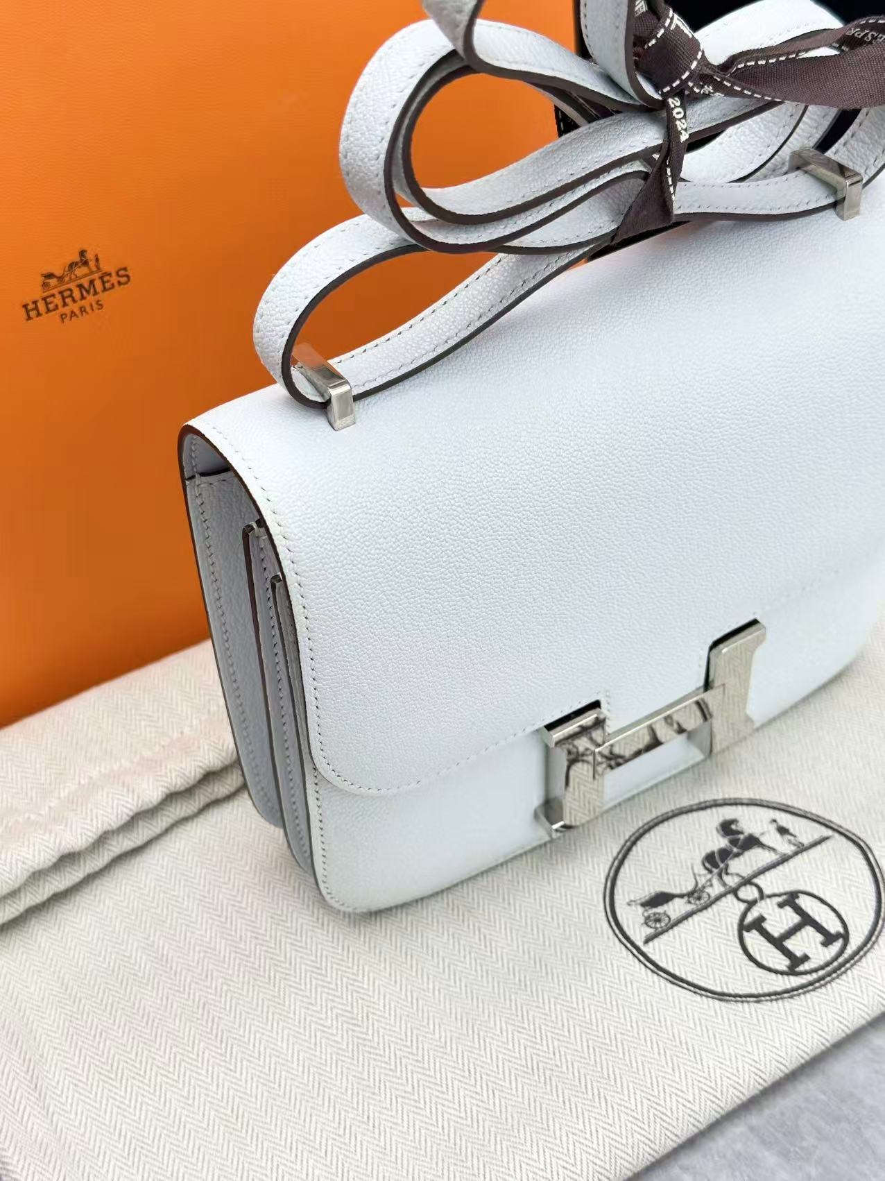 Hermès Constance 18 bag in Bleu Brume Epsom leather with palladium hardware