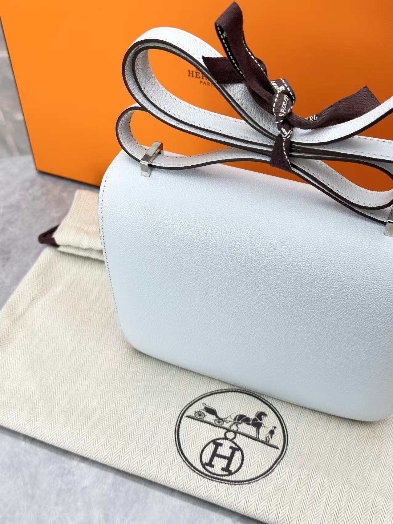 Hermès Constance 18 bag in Bleu Brume Epsom leather with palladium hardware