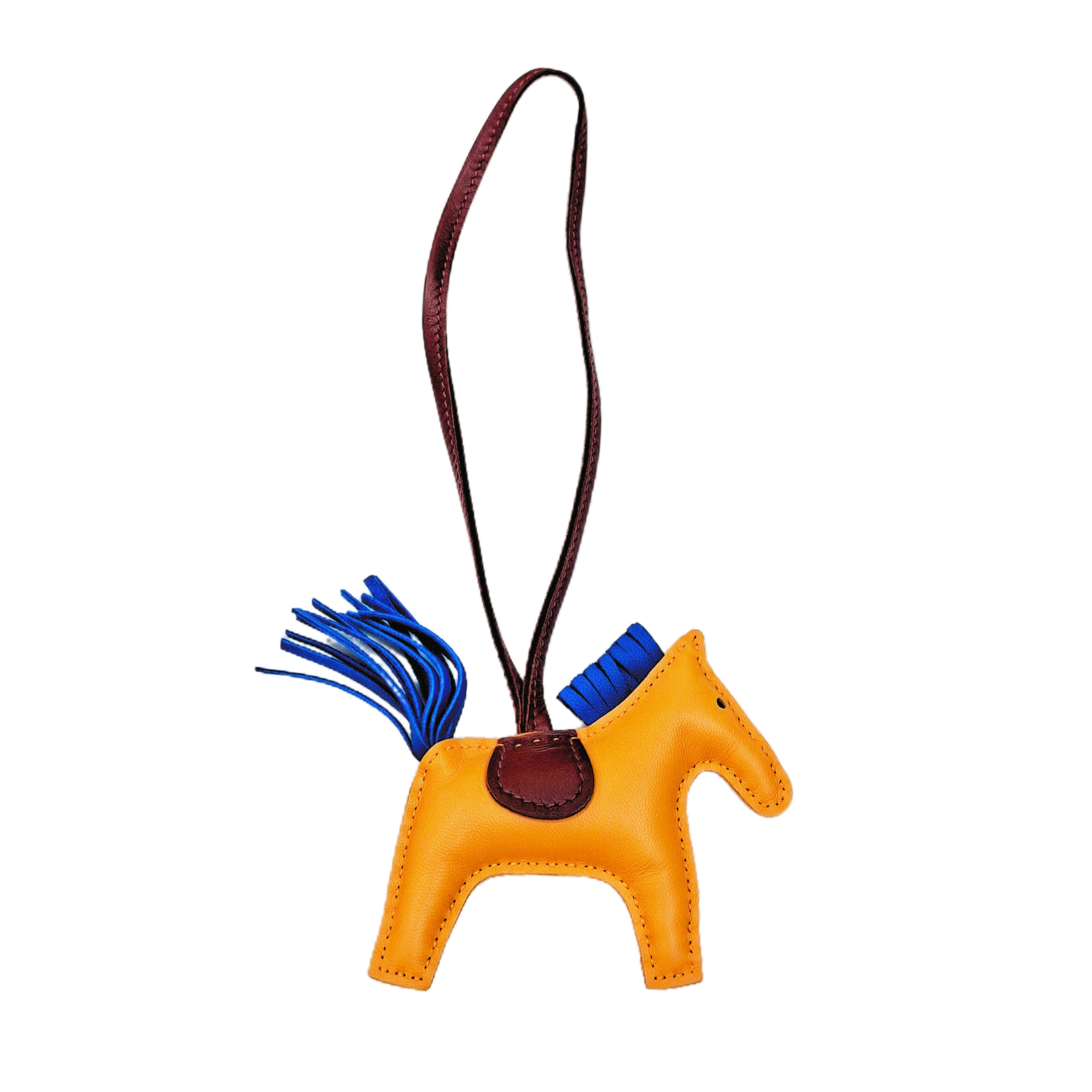 HERMÈS Rodeo Pegase PM Bag Charm (Orange/Bleu Zanzibar/Rouge Sellier) A stamp