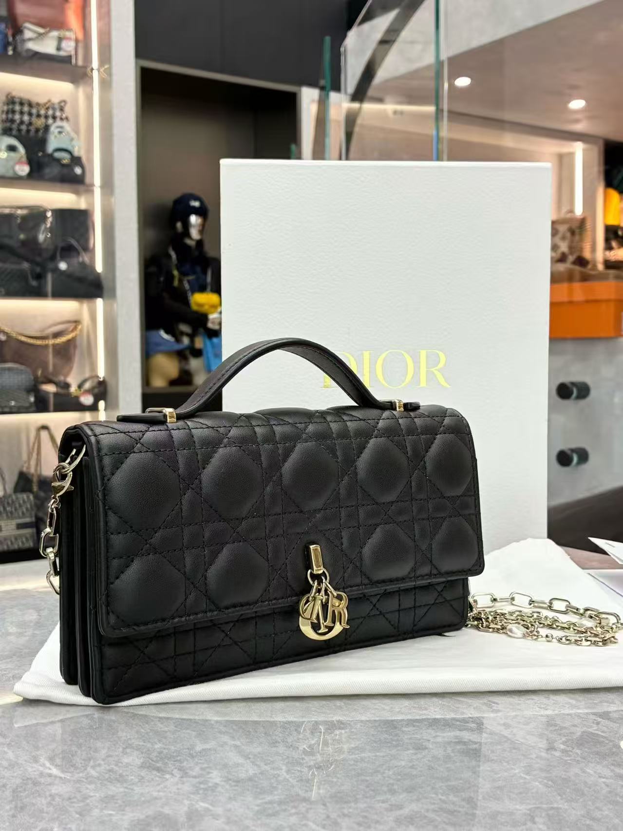 Christian Dior My Dior Mini Bag in black Cannage lambskin