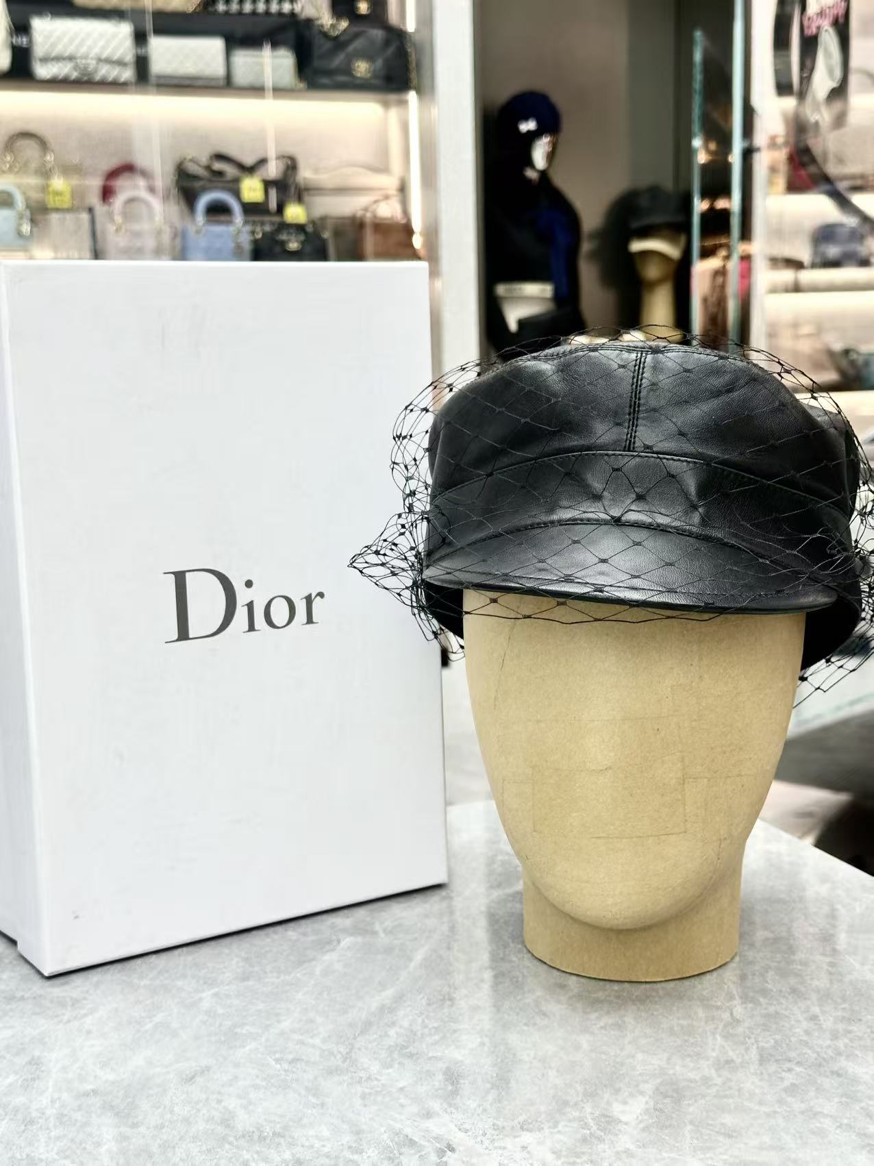 Christian Dior Lamb Leather Newsboy Cap