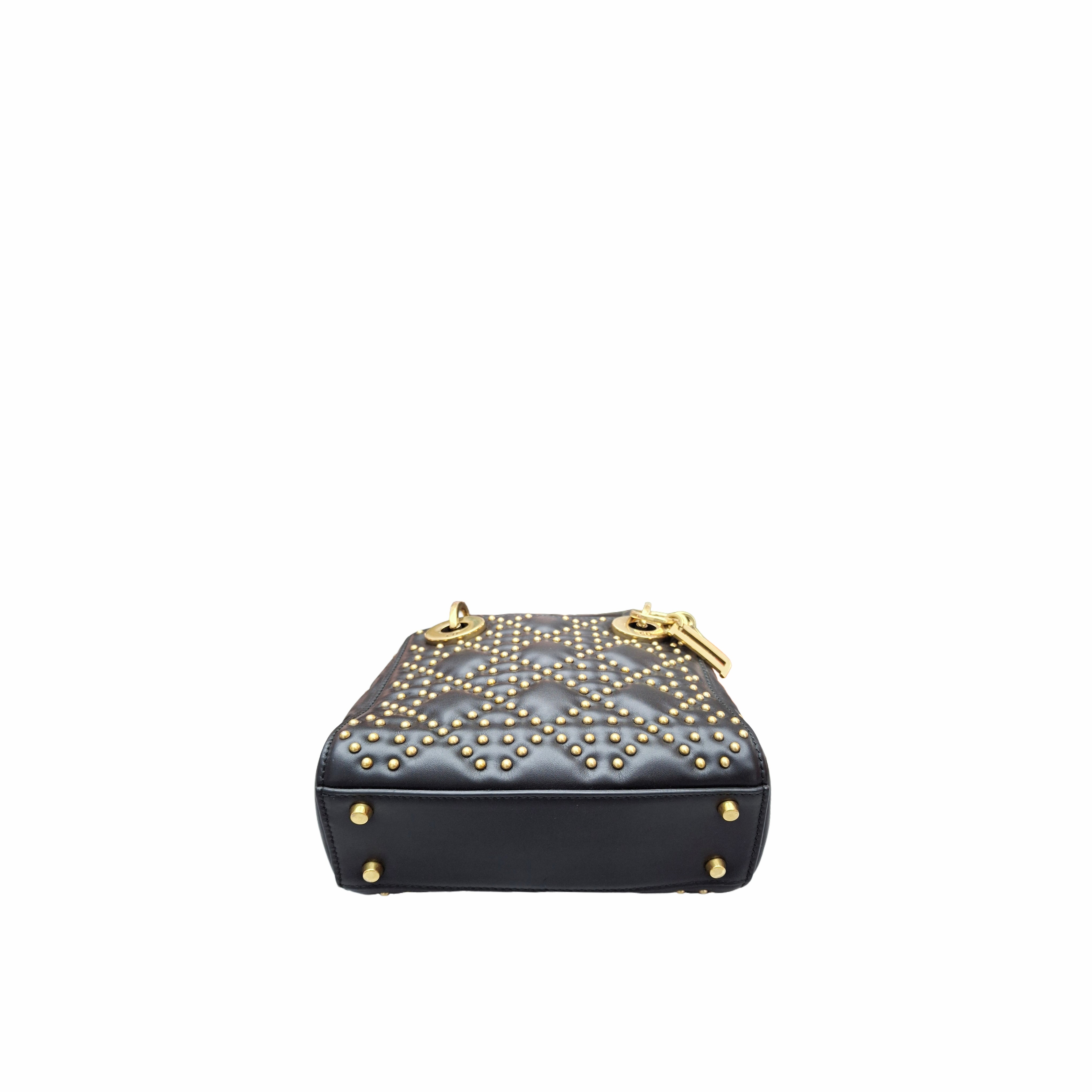 CHRISTIAN DIOR Mini Lady Bag black Cannage Lambskin and golden studded in GHW