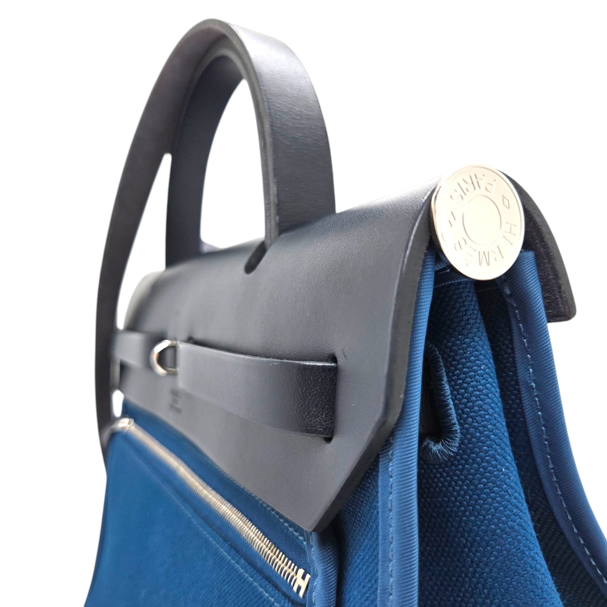 Hermes Herbag Zip 31 Bag Canvas Dark Blue