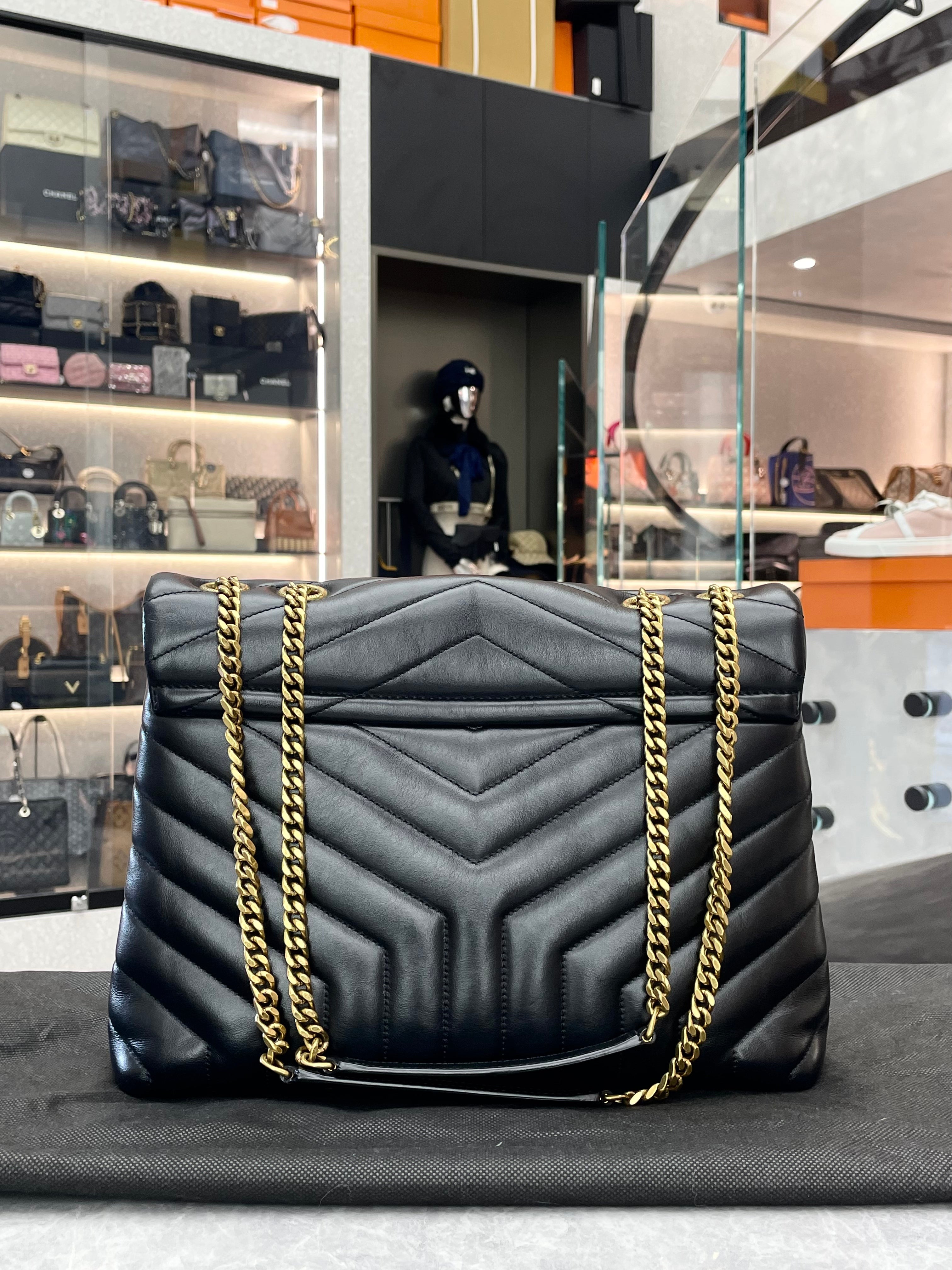 Saint Laurent Paris YSL Black Large Loulou Chain Bag