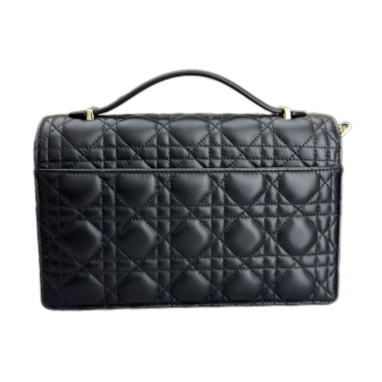 CHRISTIAN DIOR My Dior Top Handle Cannage Lambskin Bag (Black)