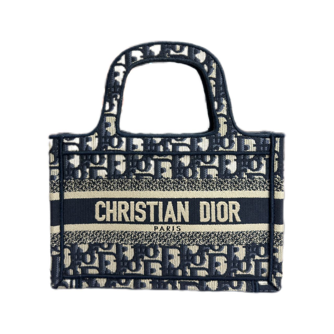 CHRISTIAN DIOR Mini Oblique Book Tote Bag (Navy)