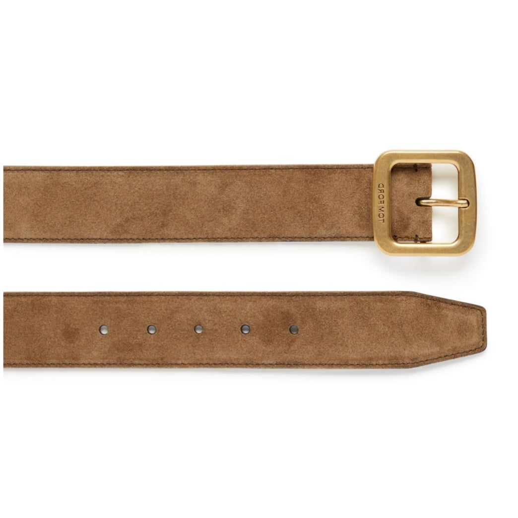 TOM FORD Suede Square Belt (Brown)