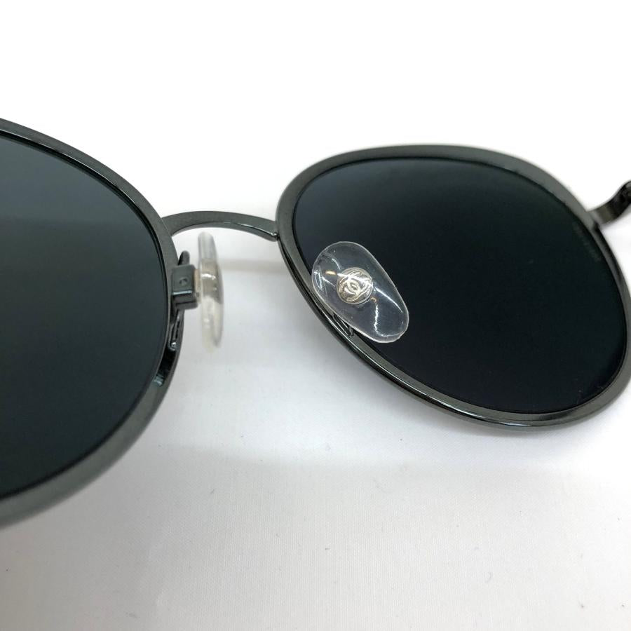 CHANEL Round Spring Sunglasses (Black/Silver)