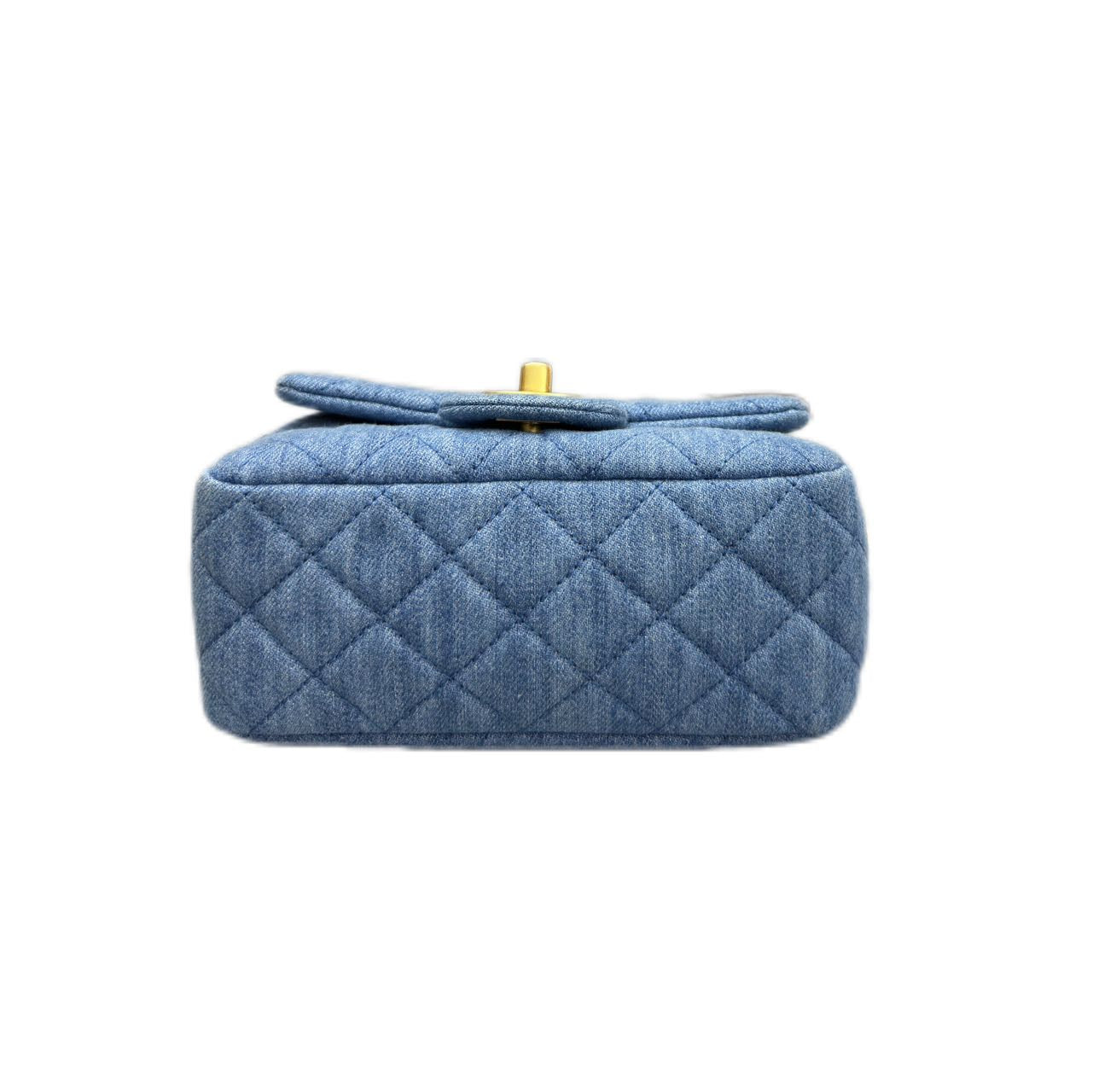 CHANEL 22C Pearl Crush Mini Square Flap Bag in Denim GHW （Denim Blue）