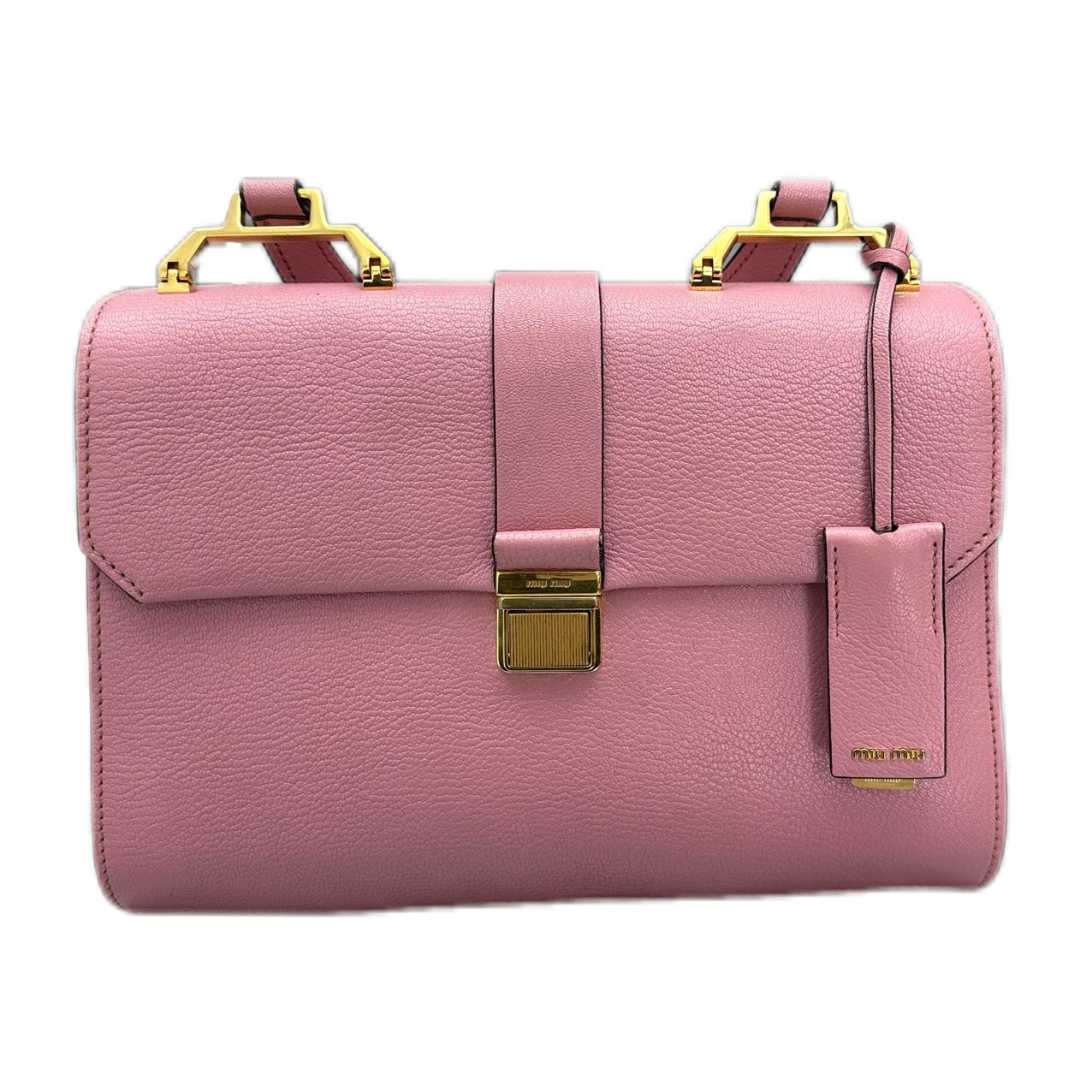 MIU MIU Leather Crossbody Bag in Pink Leather GHW