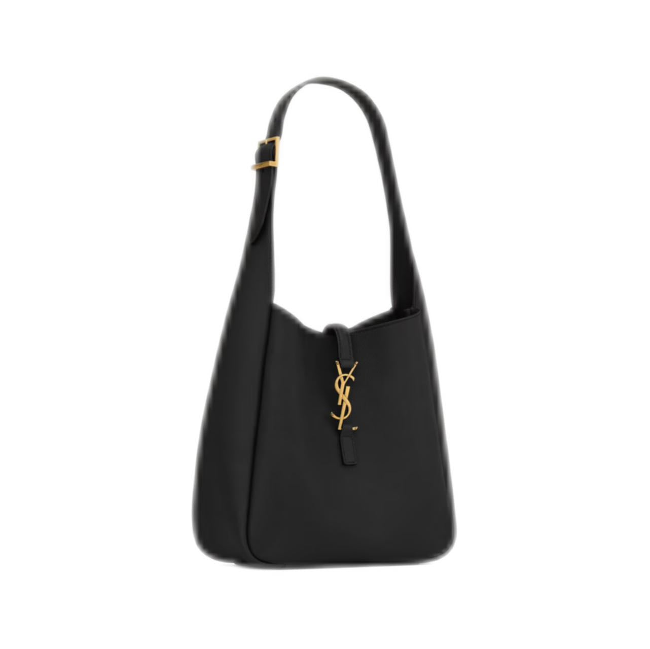 YSL LE 5 À 7 SUPPLE LARGE IN GRAINED LEATHER (Black/Gold)