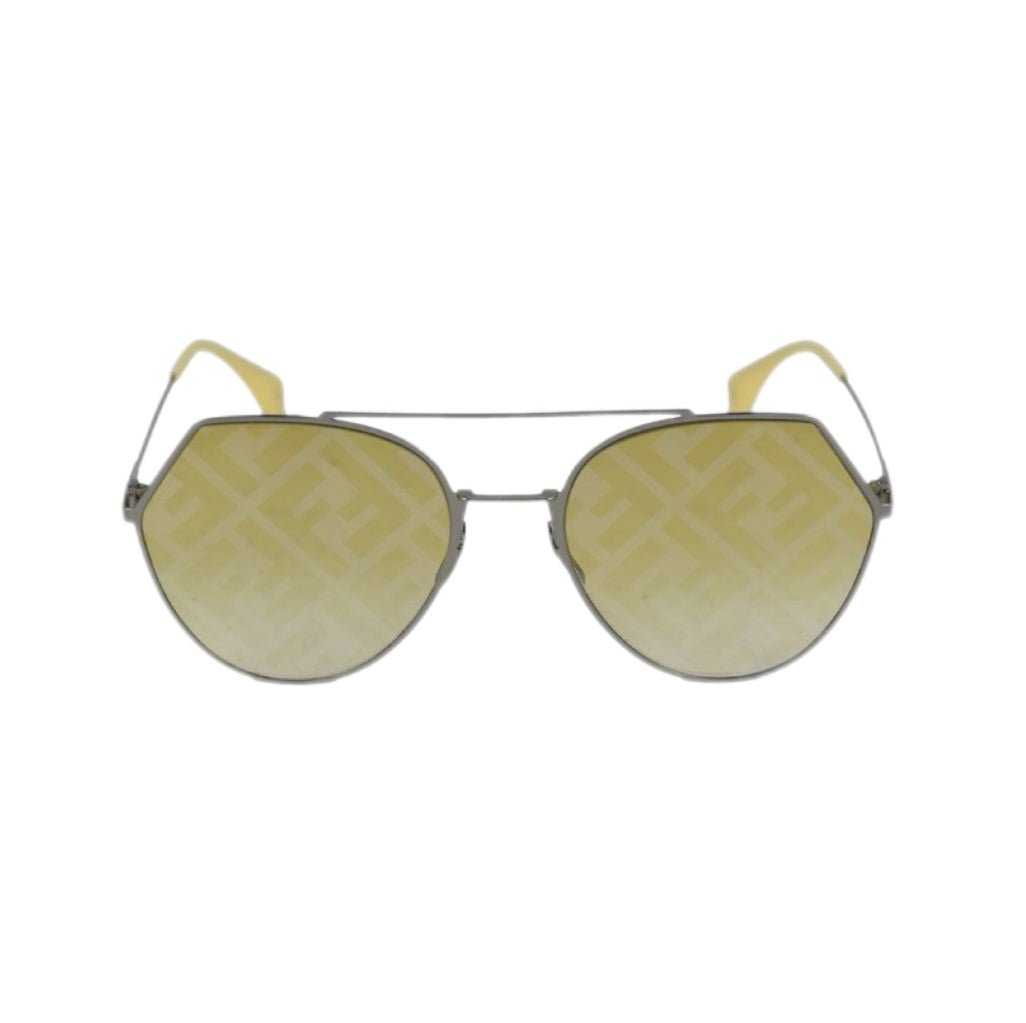 FENDI Sunglasses Sky FF Logo 0194/S Aviator-shaped (Silver Yellow Honey Gold)