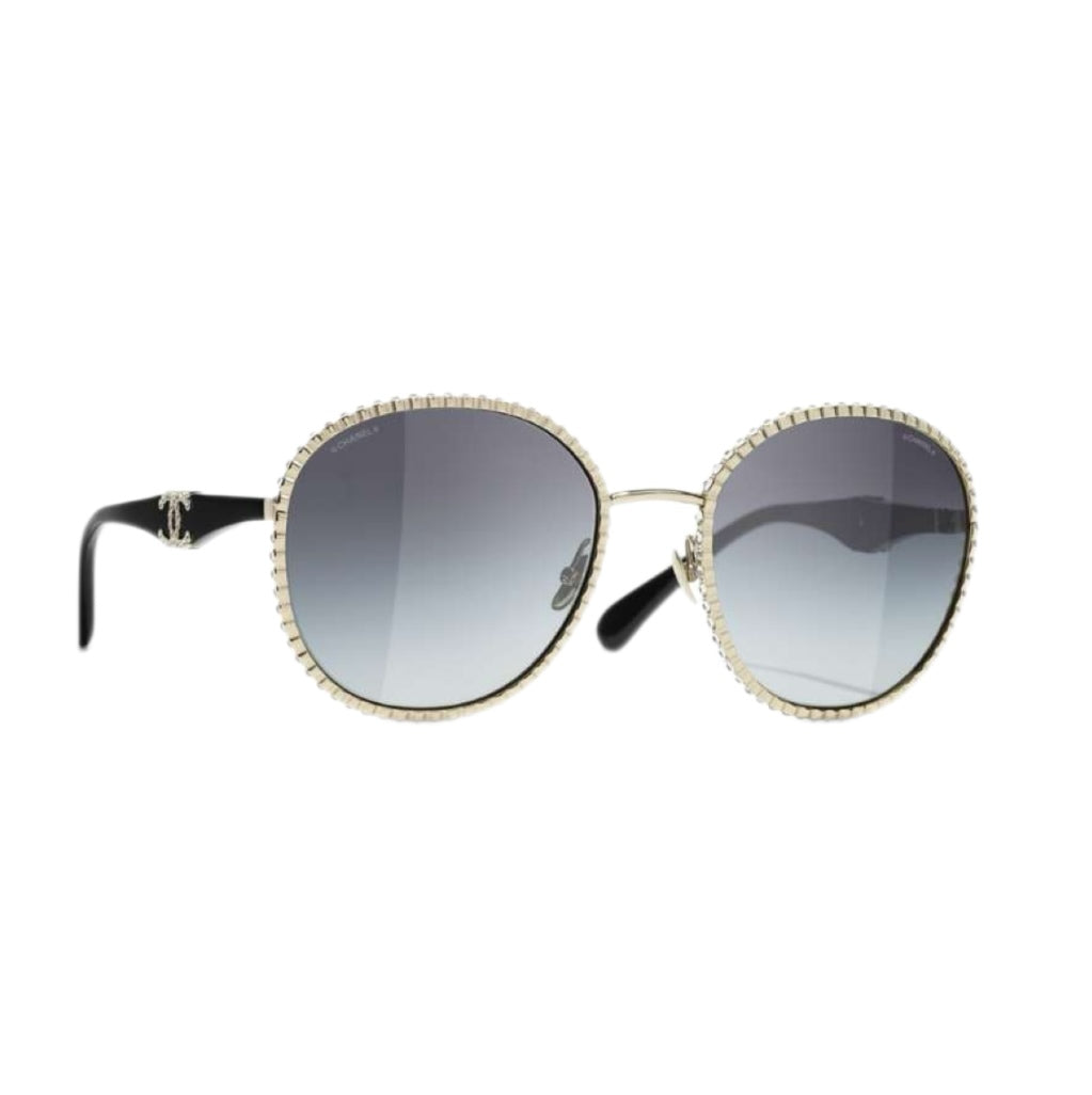 CHANEL Sunglasses Round Sunglasses (Gold/Gradient Gray) 59