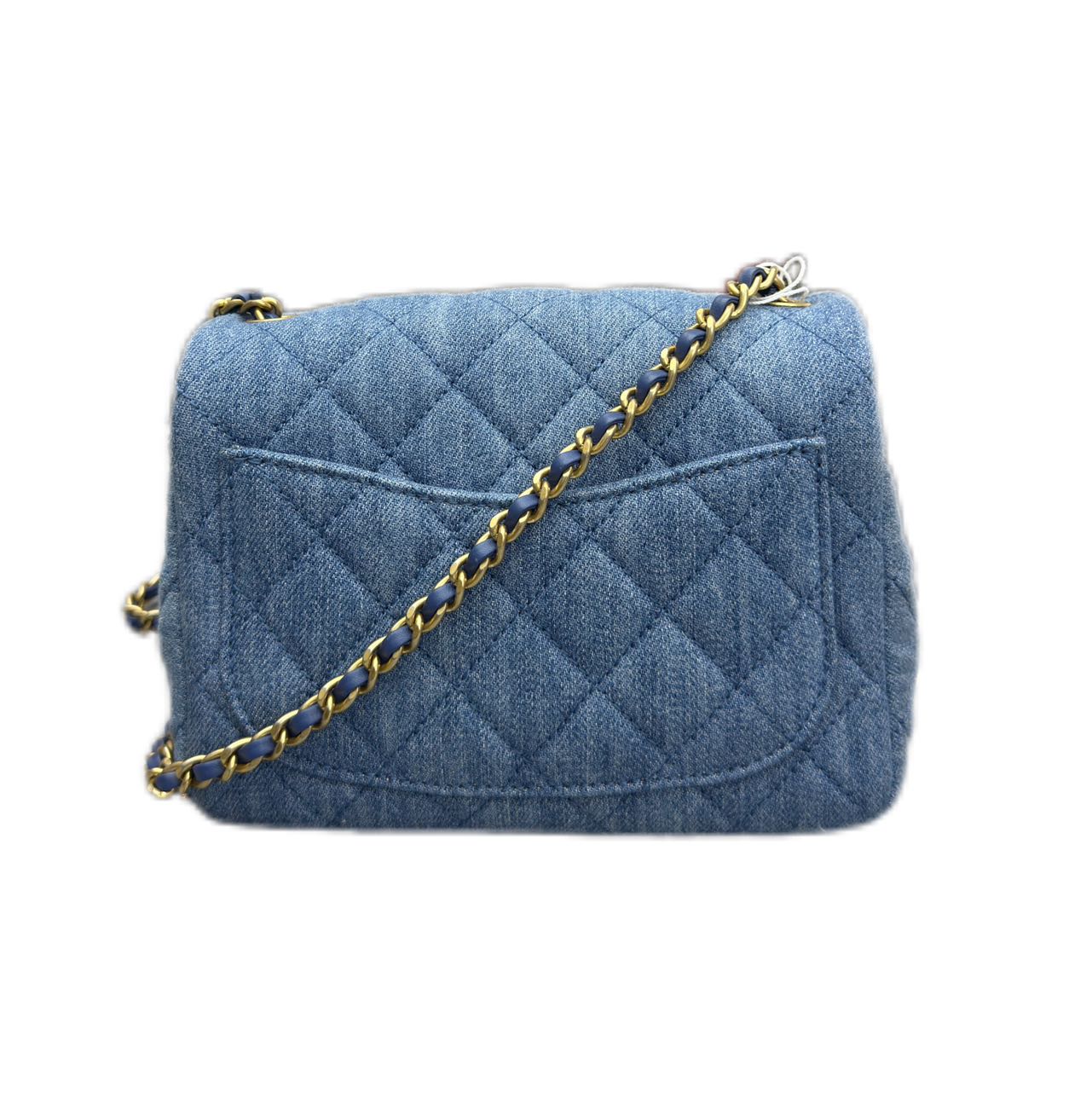 CHANEL 22C Pearl Crush Mini Square Flap Bag in Denim GHW （Denim Blue）