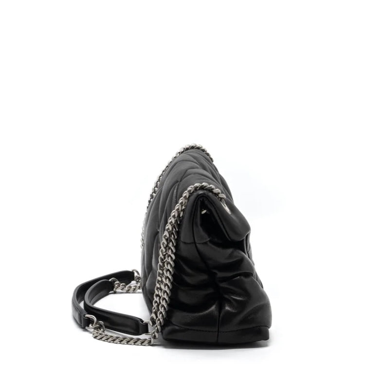 YSL Toy Puffer in Nappa Leather (Black/Silver)