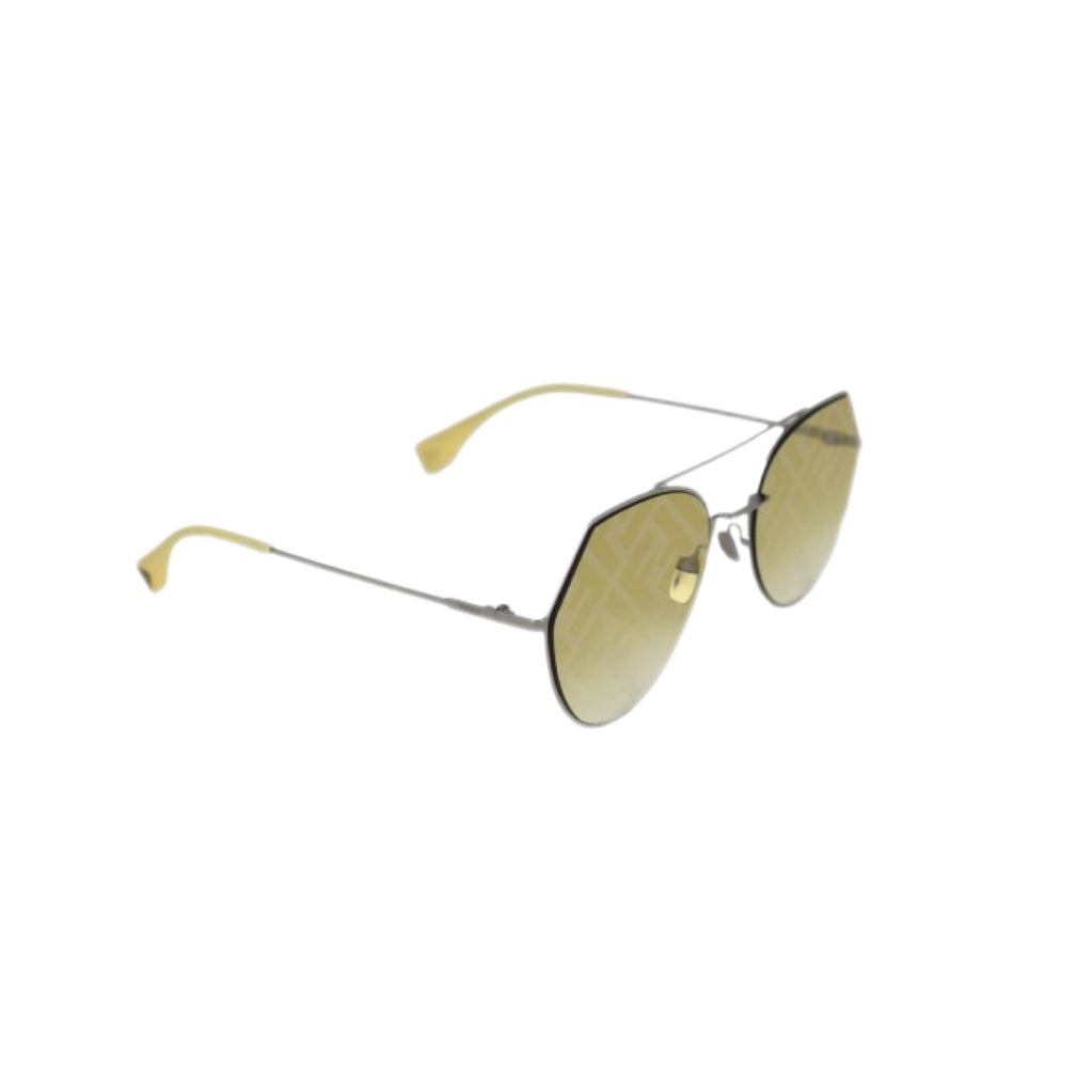 FENDI Sunglasses Sky FF Logo 0194/S Aviator-shaped (Silver Yellow Honey Gold)