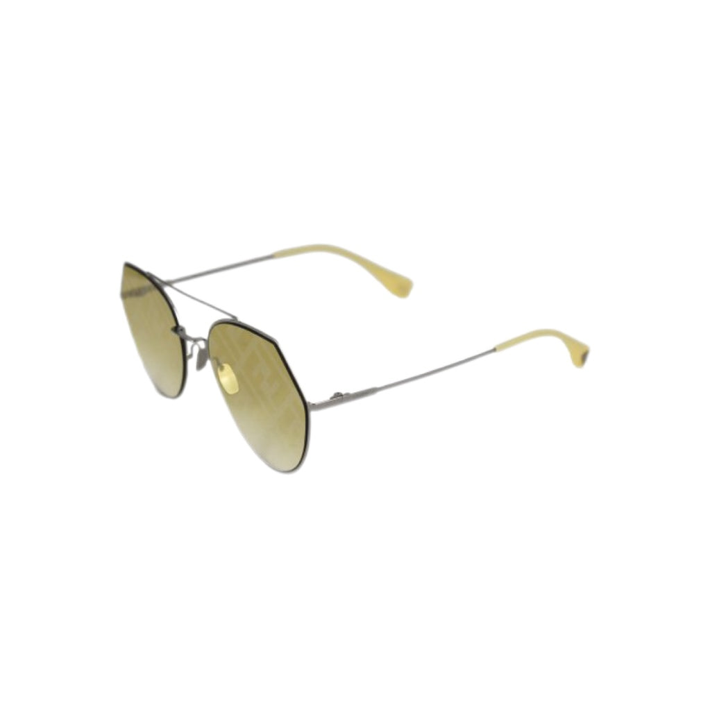 FENDI Sunglasses Sky FF Logo 0194/S Aviator-shaped (Silver Yellow Honey Gold)